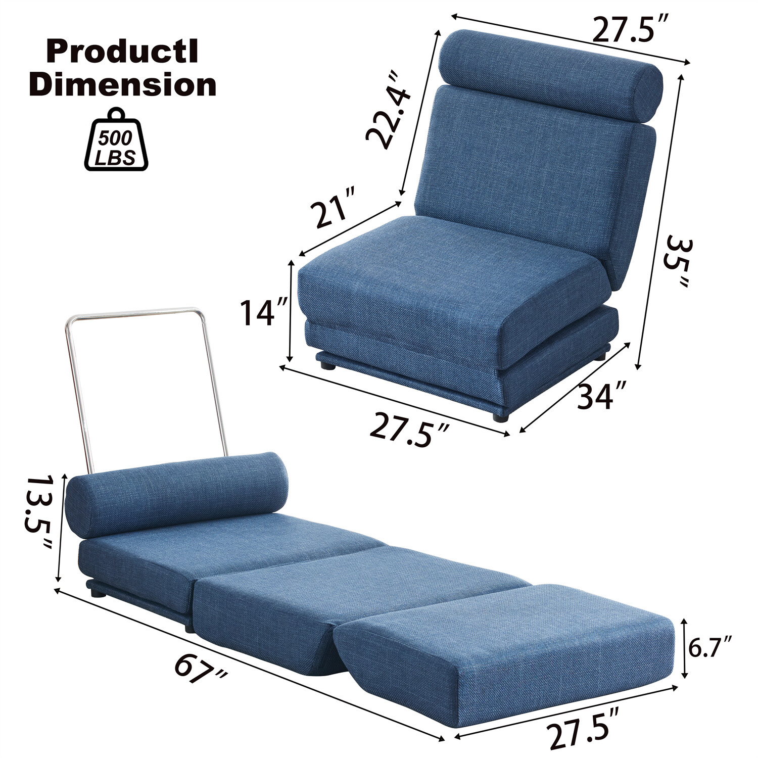 Convertible Sleeper Sofa Bed Floor Couch Single Sofa Chairs Folding Sofa Bed US