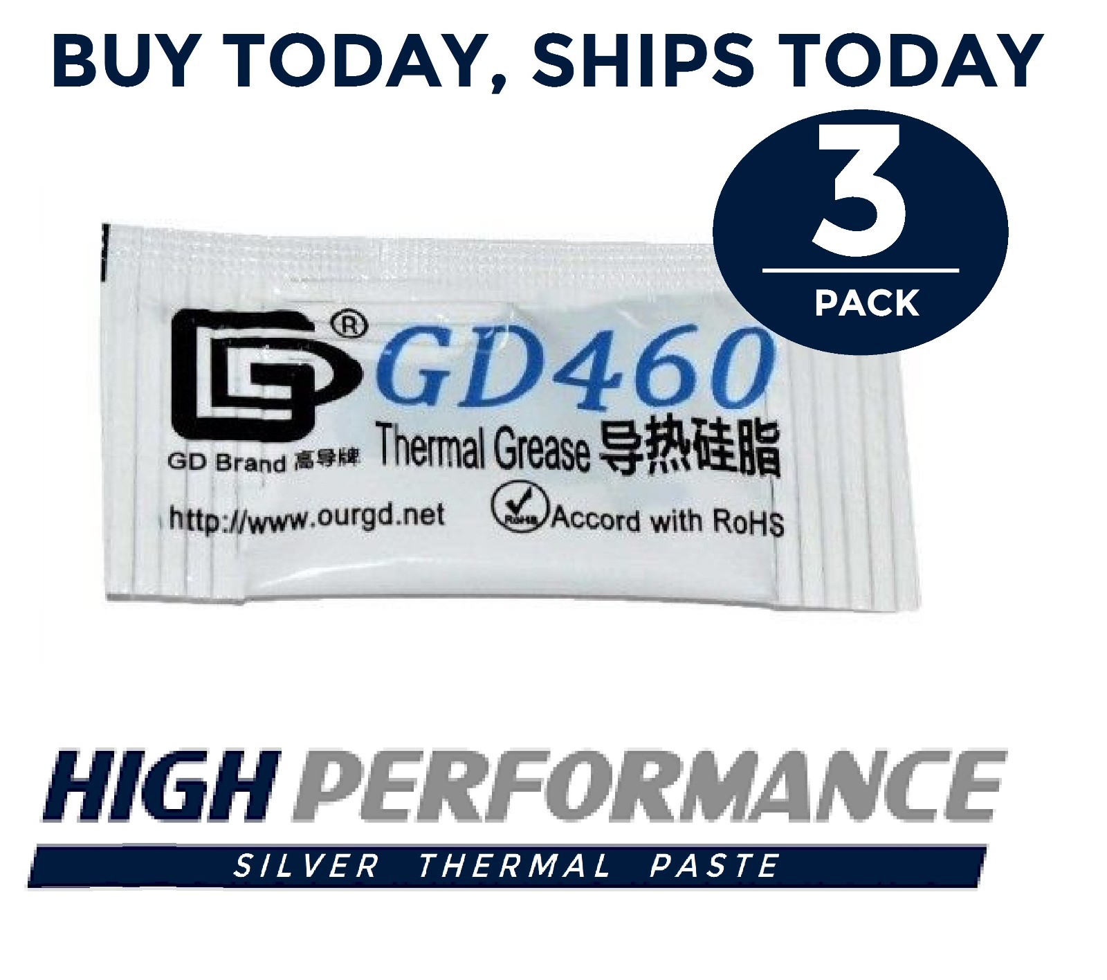 3PC LOT 0.5G High Performance Silver Thermal Paste Compound Grease CPU GPU Gray