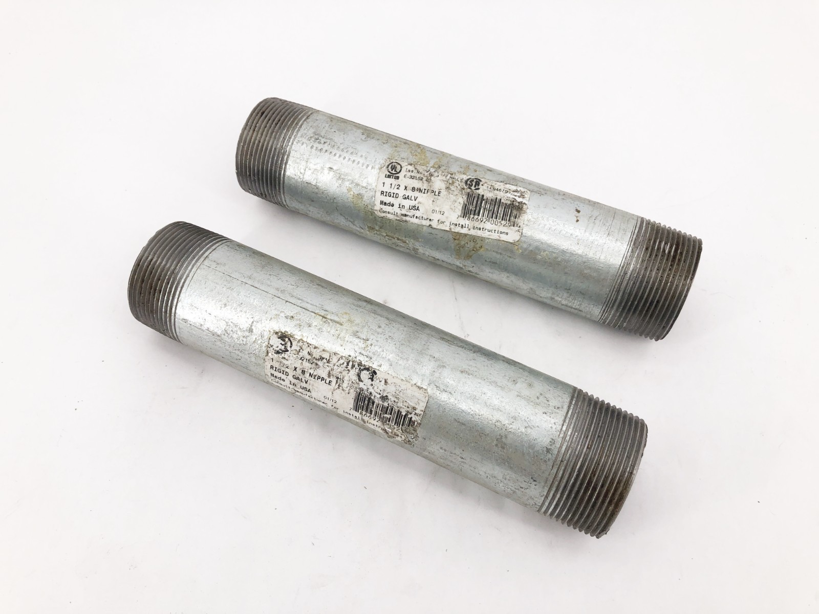 Lot of 2 New Picoma 5682 Threaded Conduit Nipples 1-1/2" x 8" - No Box