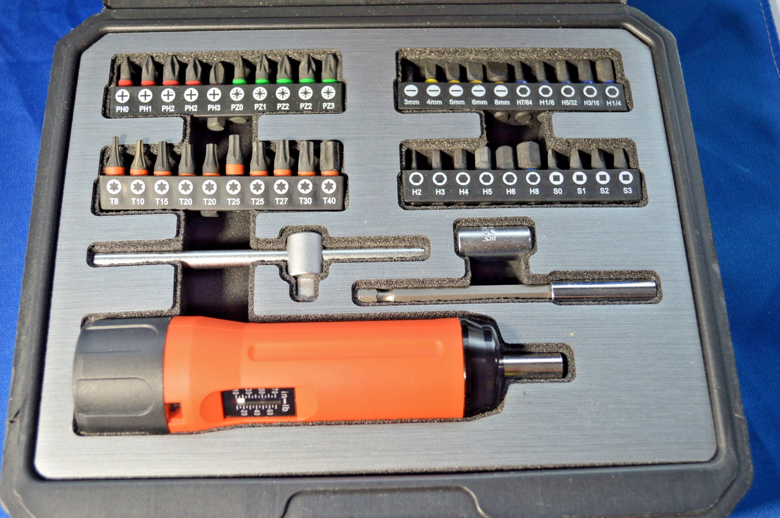 Precision Tools 45-Piece Torque Screwdriver Set, 1/4 Inch Drive, 10–70 Inch-LBS