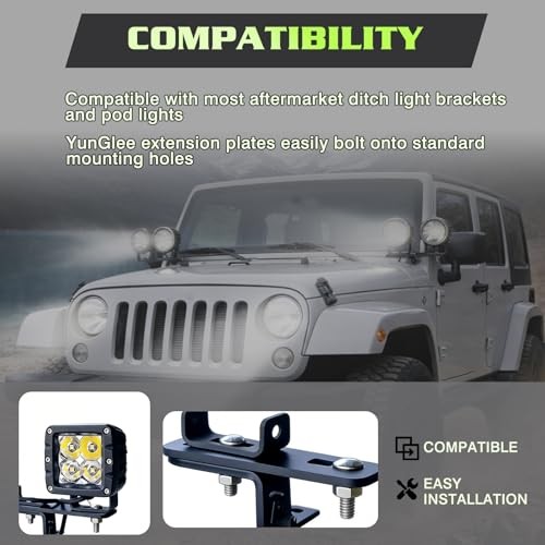 Ditch Light Bracket Extensions Fits Universal Off-Road Pod Light Pack - 7.1x2