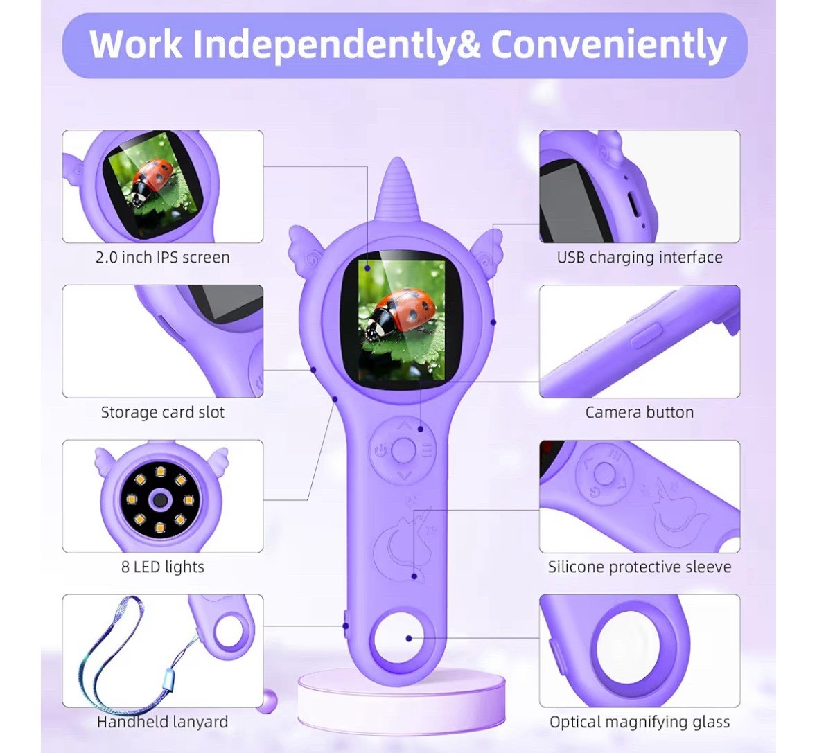 Kids Microscope Mini Pocket Handheld Microscope for Toddlers Educational Purple
