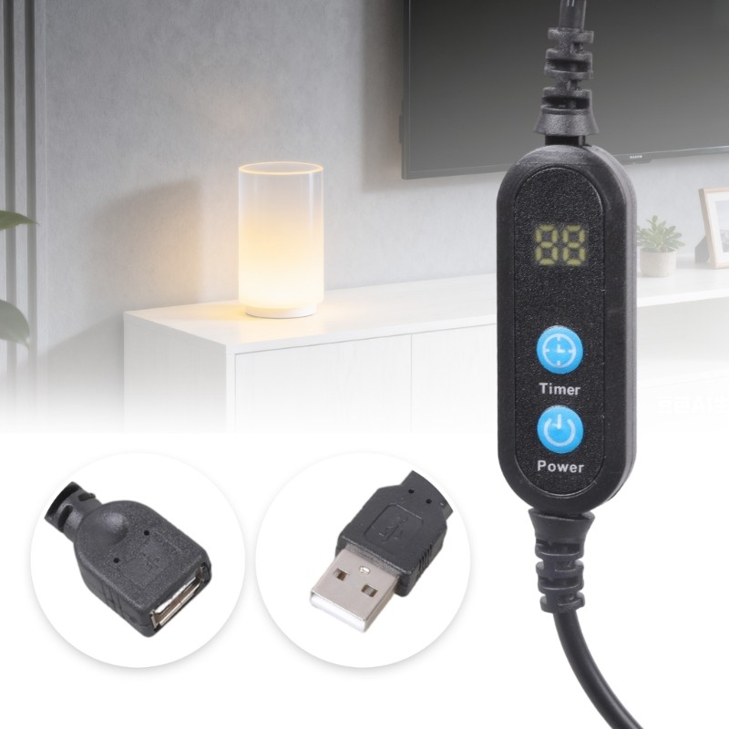 USB Timer Switching Cable 5V-20V Time Presetable Control For Home Electronics
