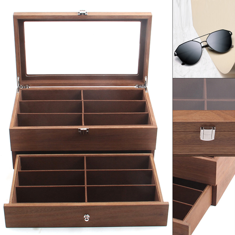 Eyeglass Case Sunglasses Box Organizer Glasses 12-Bits Display Storage Case Gift