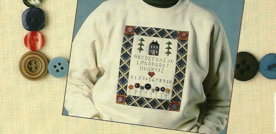 Buttoned Up In Waste Canvas Cross Stitch Pattern Leaflet Leisure Arts #2227