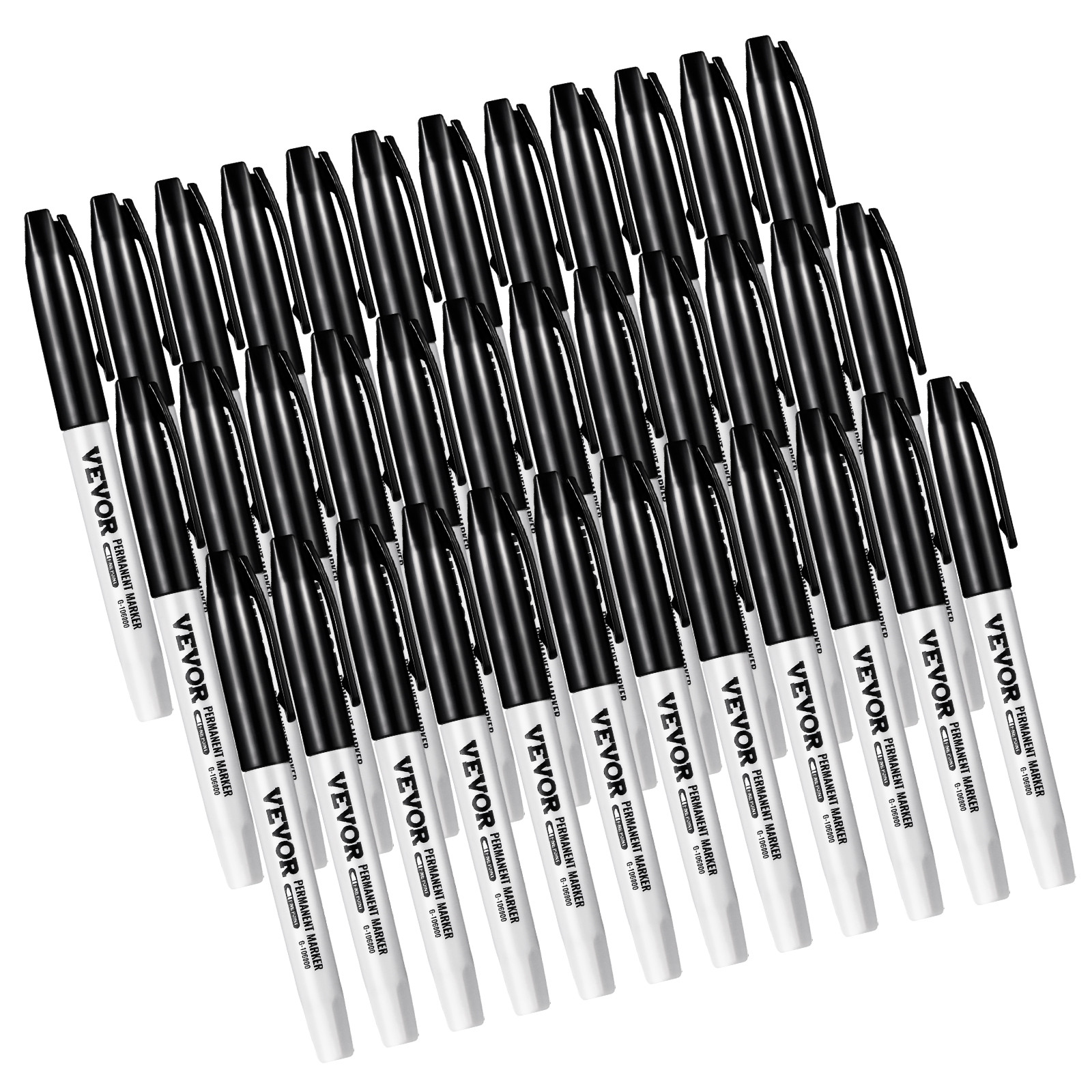 VEVOR Permanent Markers 36 Count Black Fine Tip Waterproof & Fade-Resistant