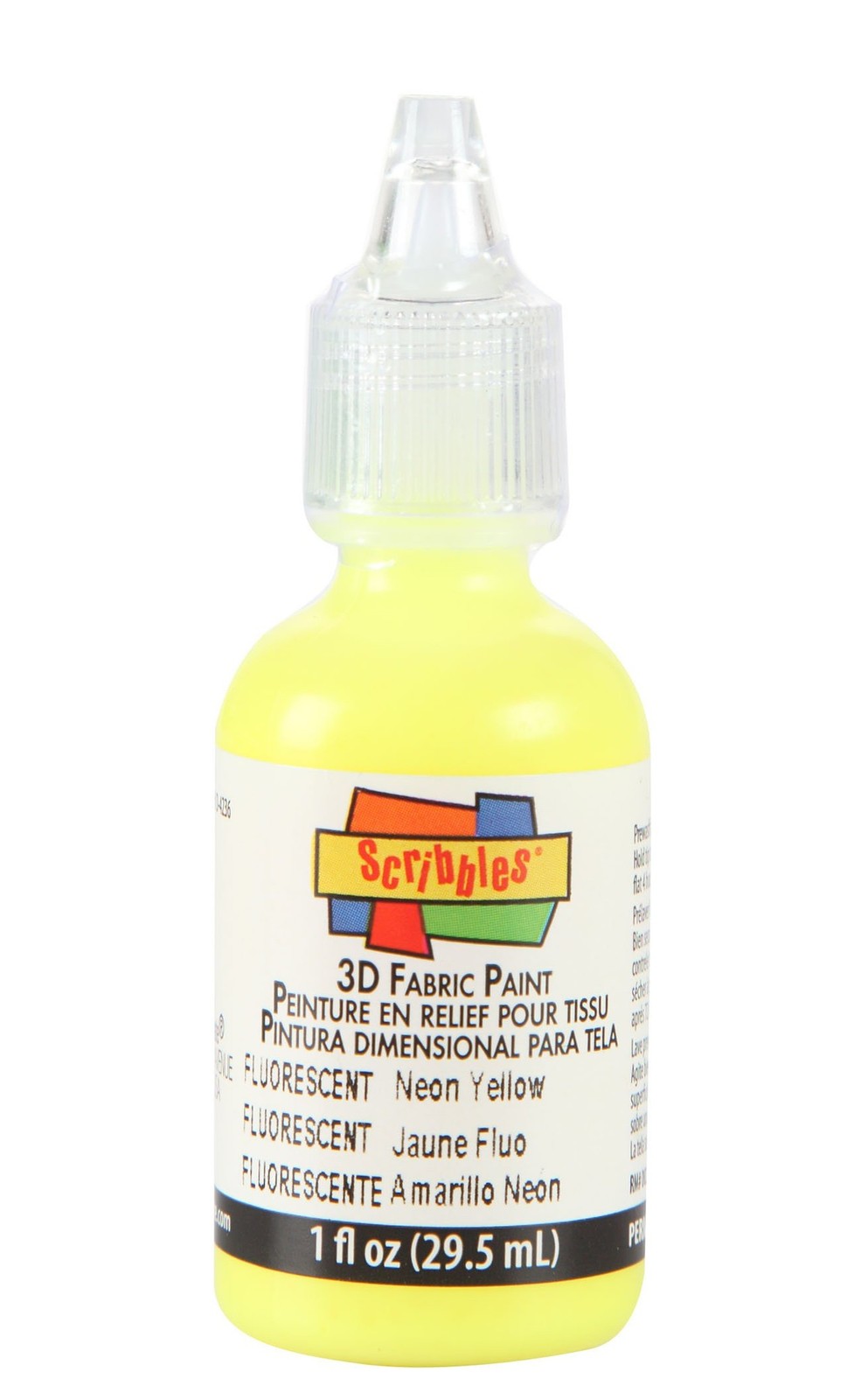 Scribbles 3D Fabric Paint Neon- Yellow (54359) Neon Yellow 1 Fl Oz (Pack of 1)
