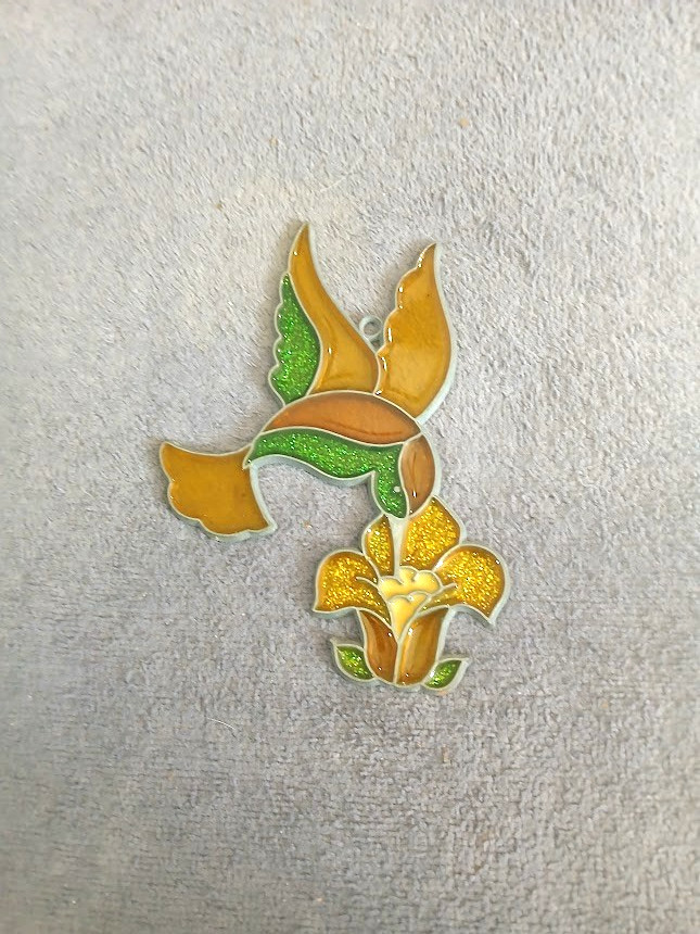 Vintage Hummingbird Sun Catcher 4" x 3 1/2"