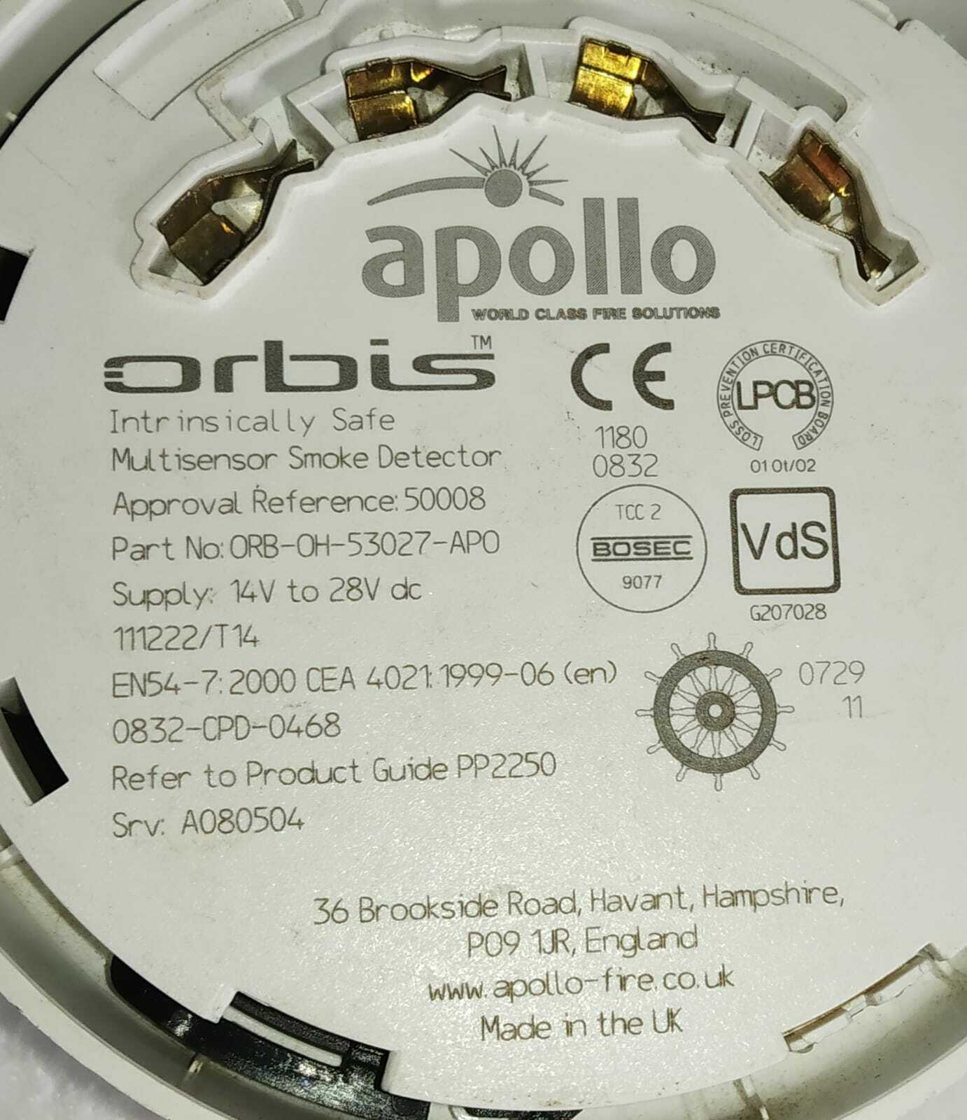APOLLO ORB-OH-53027-APO INTRINSICALLY SAFE MULTISENSOR SMOKE DETECTOR