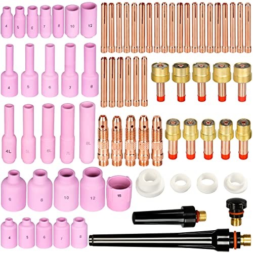 67pcs TIG Gas Lens Back Cap Collet Body Assorted 67 Pack TIG Welding Torch Kit