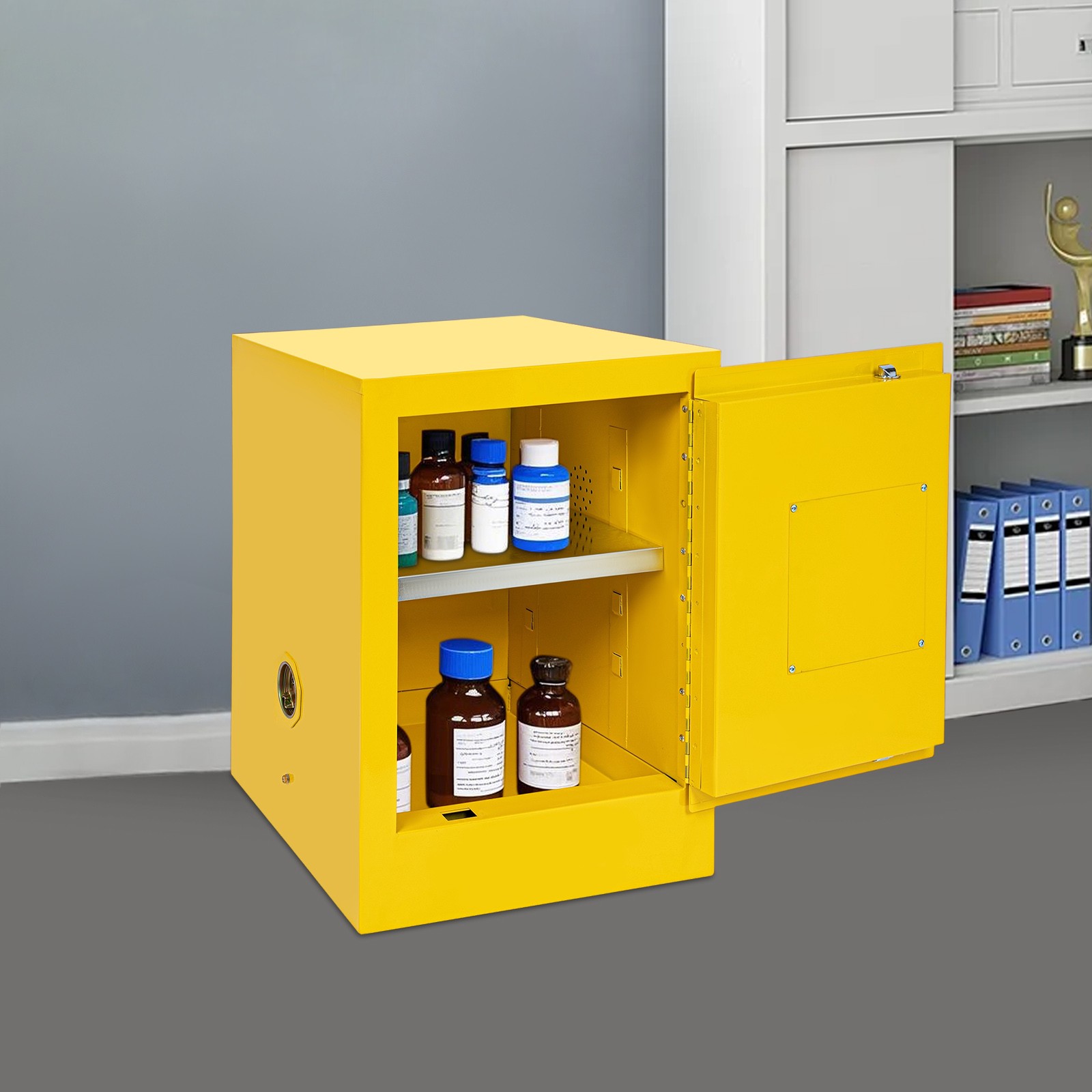 4 Gallon Safety Flammable Chemicals Storage Cabinet Leak-proof Bin Fireproof US