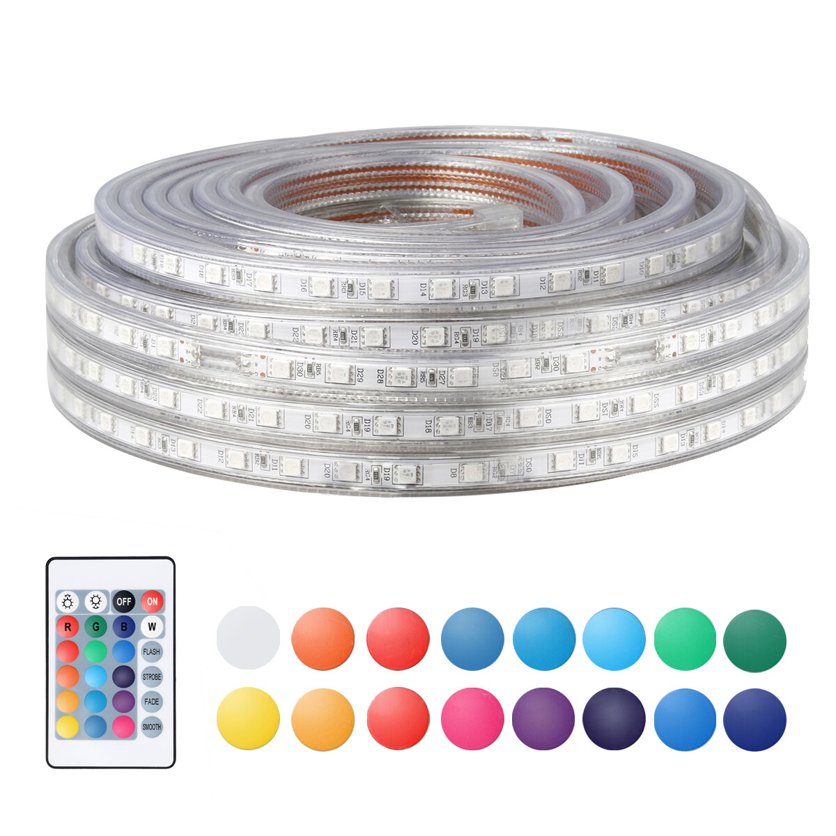 LED Strip Rope Light Waterproof Multi Color Changing Lights Flexible With Remote