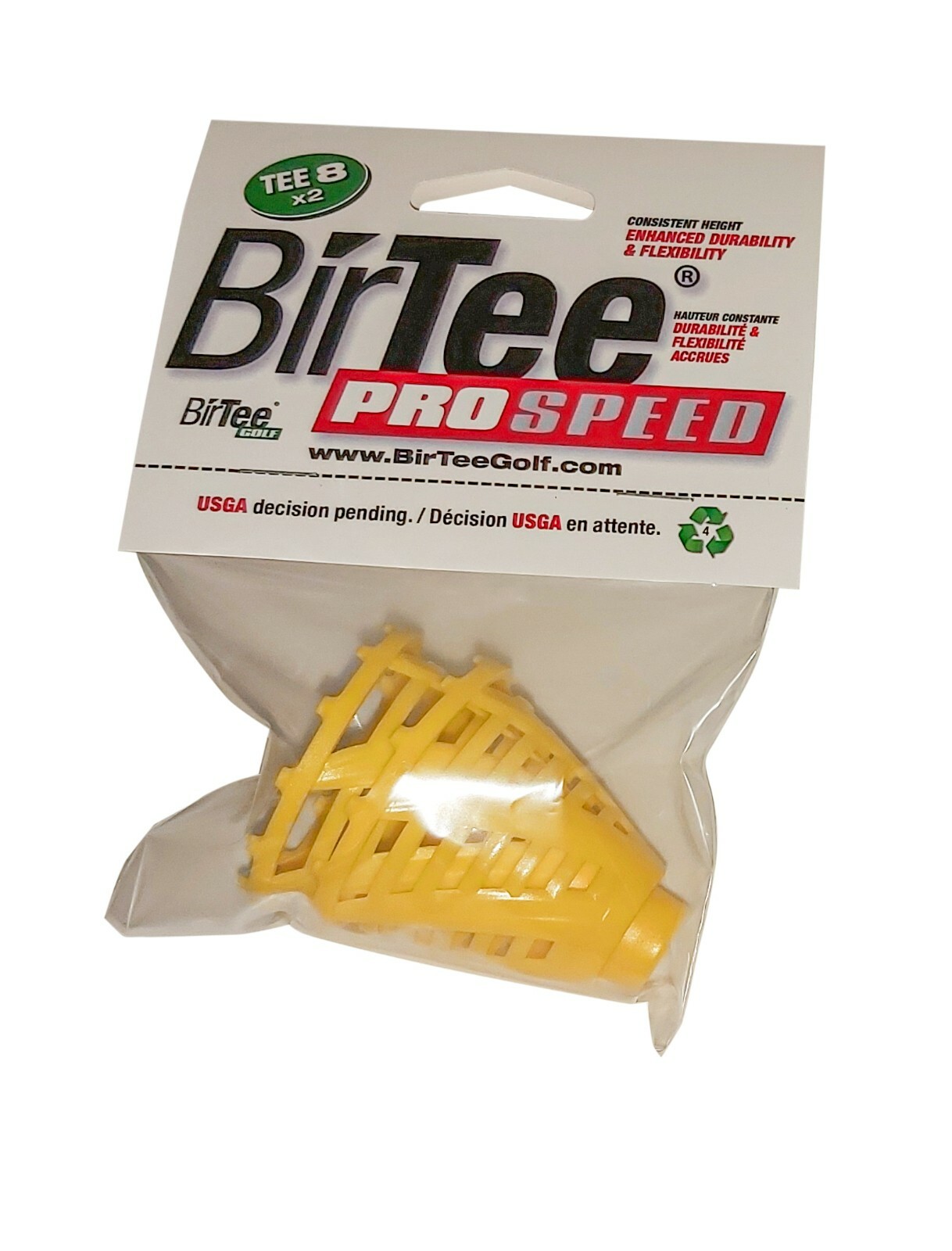 BirTee Pro Golf Tees - Size #8 (2") - 2 Tees Per Pack - For Winter/Simulators