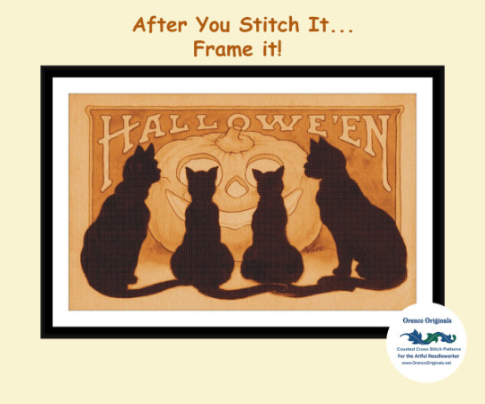Victorian Halloween #20 Witch Moon Pumpkin Counted Cross Stitch Chart Pattern