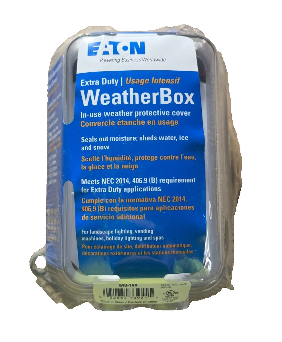 Eaton WIU-1VX Weather Box EXTRA DUTY Weather Proof  1 Gang In-Use Outlet Cover