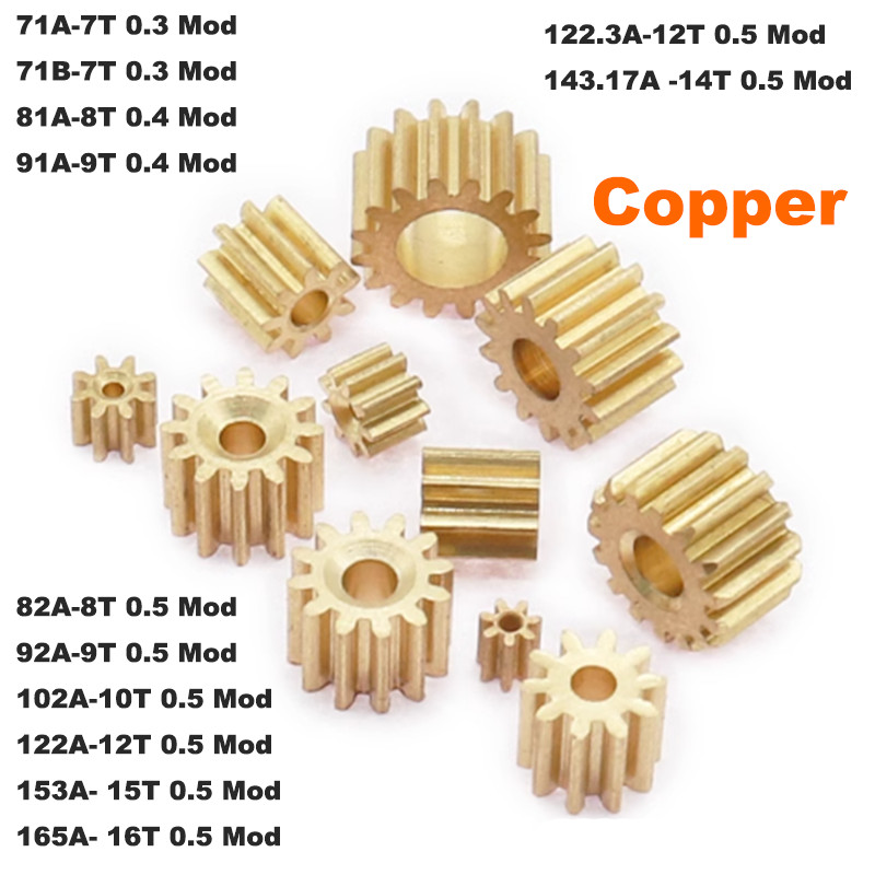 Metal Copper Gear Transmission Spindle Motor Gear 7/8/9/10/11/12/14/15/16 Teeth