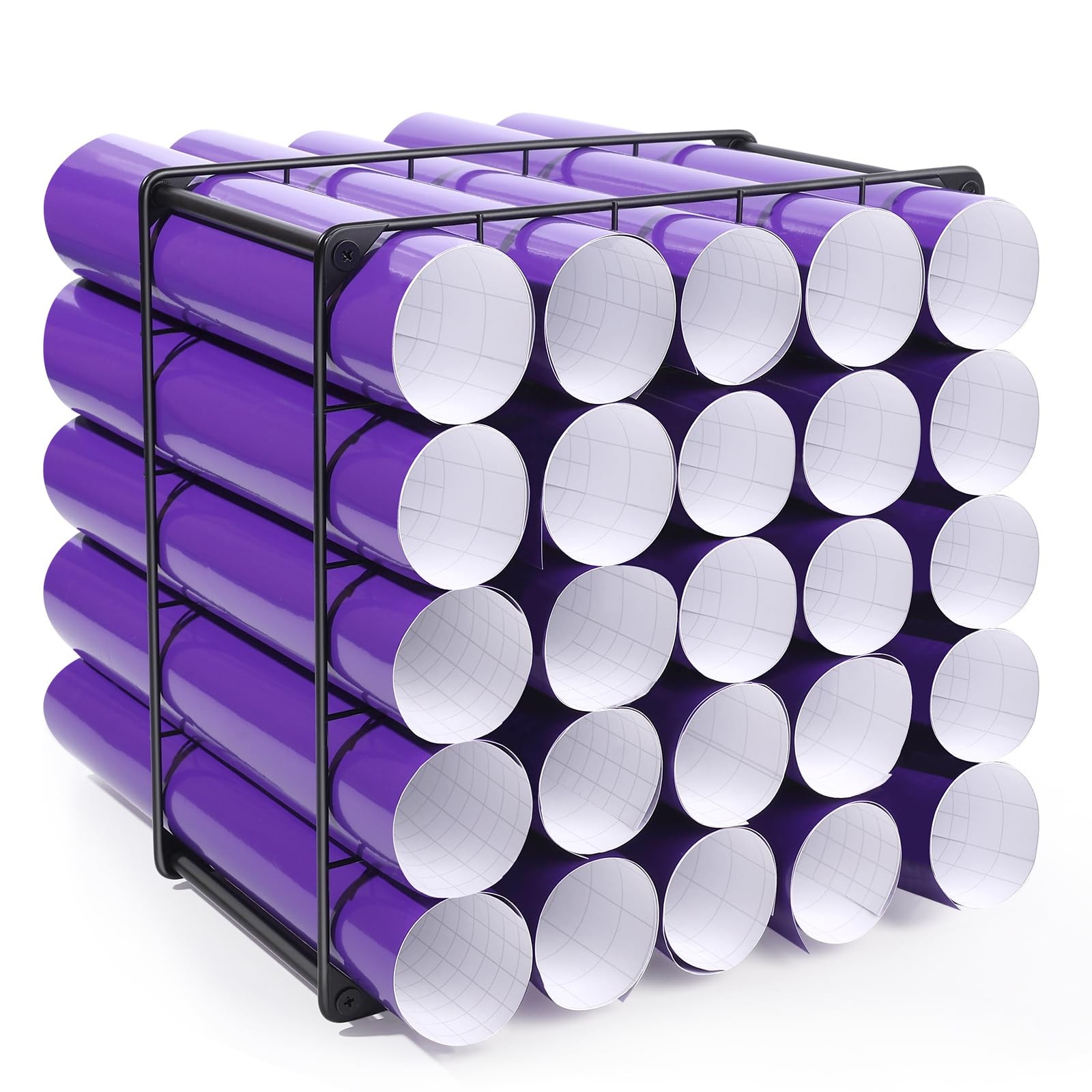 Vinyl Storage Rack 25 Holes Metal Vinyl Roll Holder Black Craft Organizer
