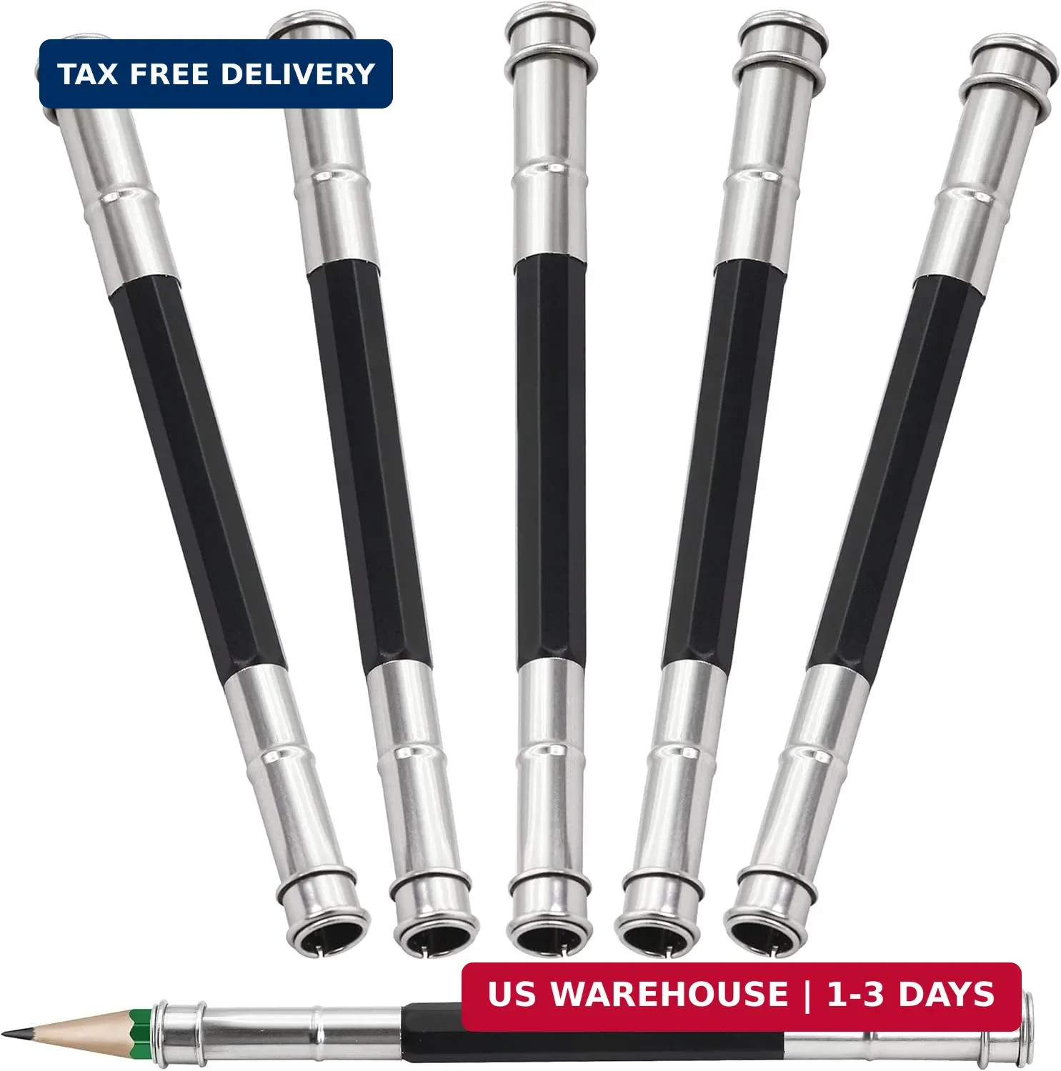 YACSEJAO Pencil Extenders 5PCS Adjustable Pencil Lengthener Tool Coupling Device