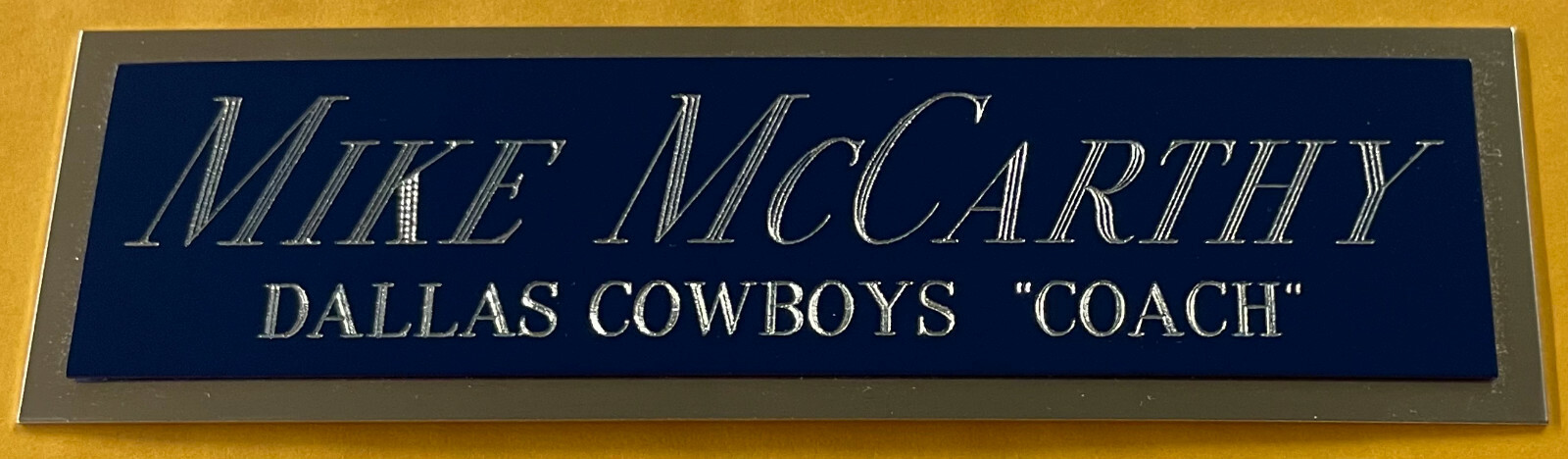 MIKE McCARTHY COWBOYS NAMEPLATE AUTOGRAPHED Signed HELMET-JERSEY-FOOTBALL-PHOTO