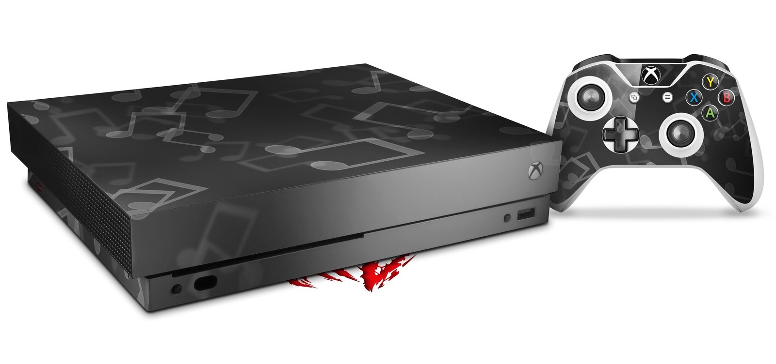 Skin for XBOX One X Console Controller Bokeh Music Grey Decal