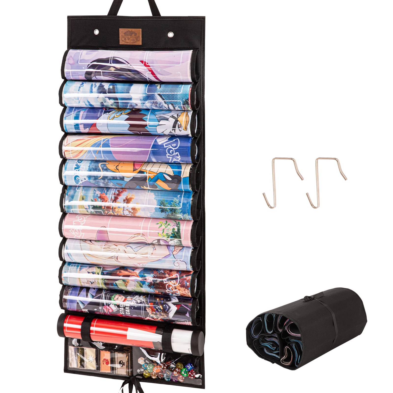 Playmat Tube Holder, Playmat Organizer Tube Case TCG Playmats Storage Bag wit...