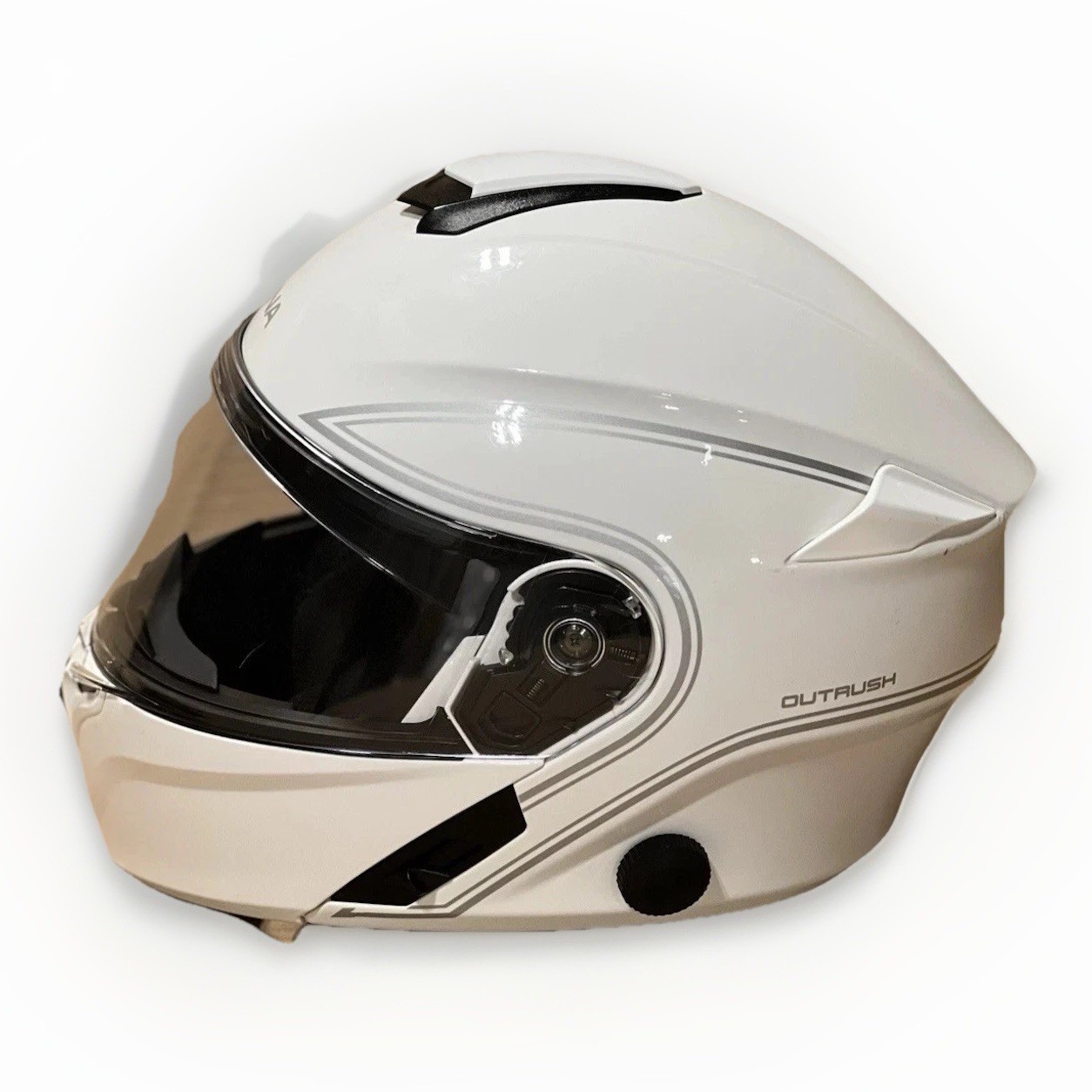(L) Sena Outrush Modular Flip-up Motorcycle Helmet Glossy White Bluetooth