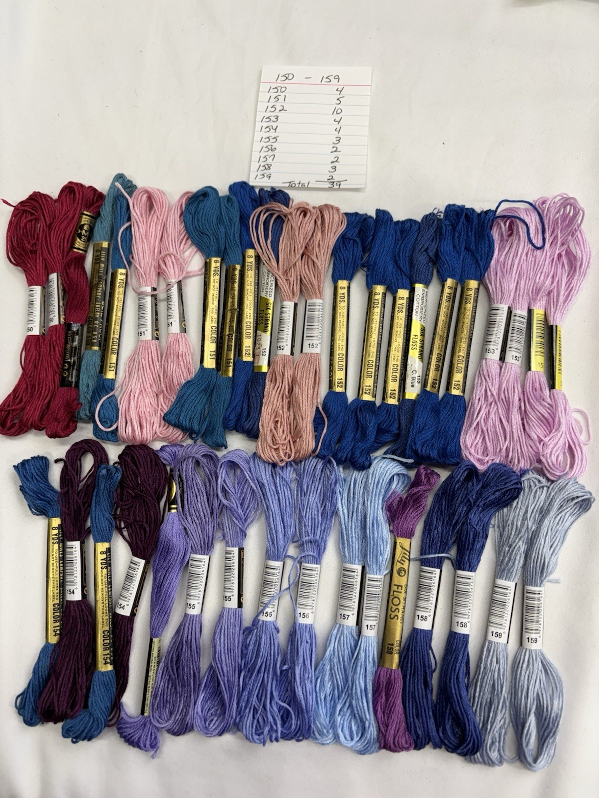 Embroidery Thread Lot Numbers 100-199 154 Skeins