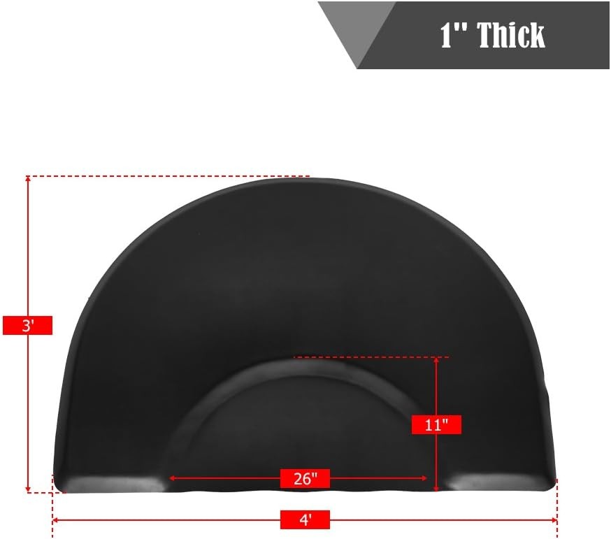 Heavy Duty Barber Shop Mat 36"x48" Semi-Circle 1" Cushion - Non-Slip Floor Pad