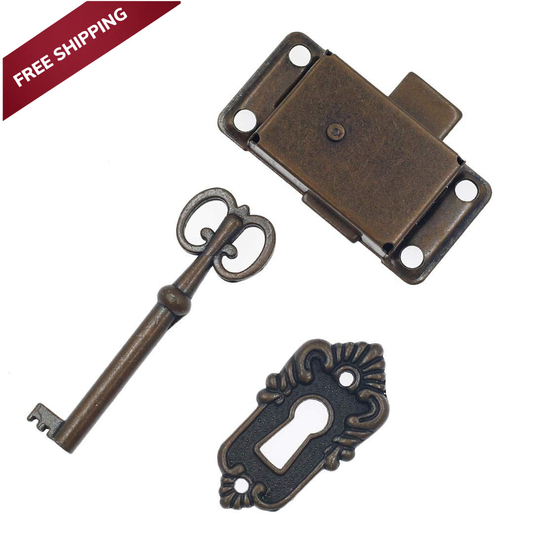 Luomorgo Cabinet Lock Cupboard Door Spring 1 Piece, Antique Red