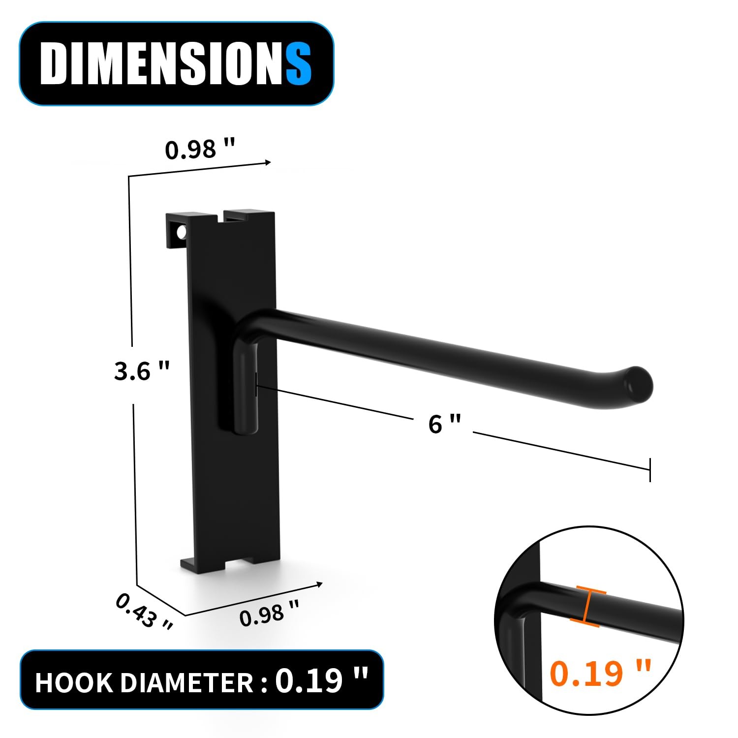 6 Inch Gridwall Hooks Black Display For Grid Wall Panel Retail Store 25 PCS