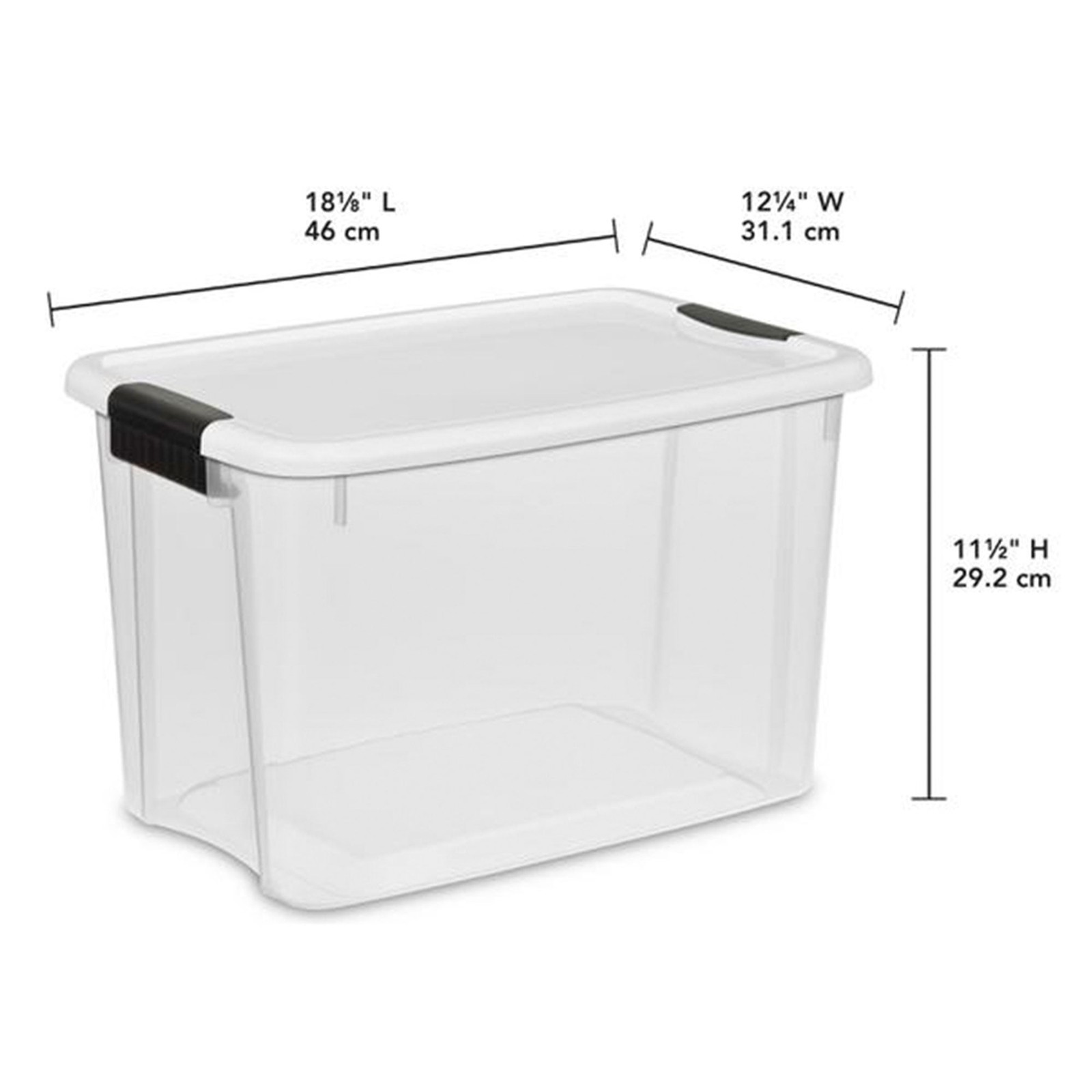 30 Qt Clear Plastic Stackable Storage Bin w/ Latch Lid, White (6 Pack)