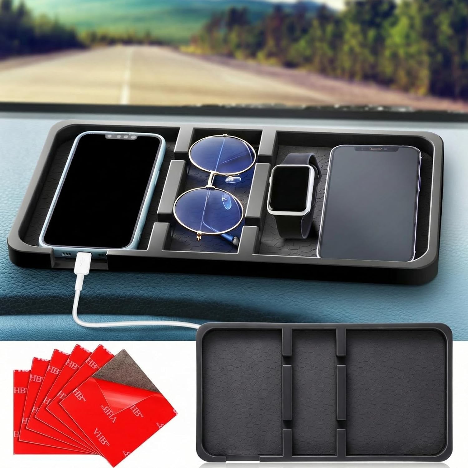 Yulejo Extra-Large Dashboard Mat – Non-Slip, Anti-Skid, Fits All Phones