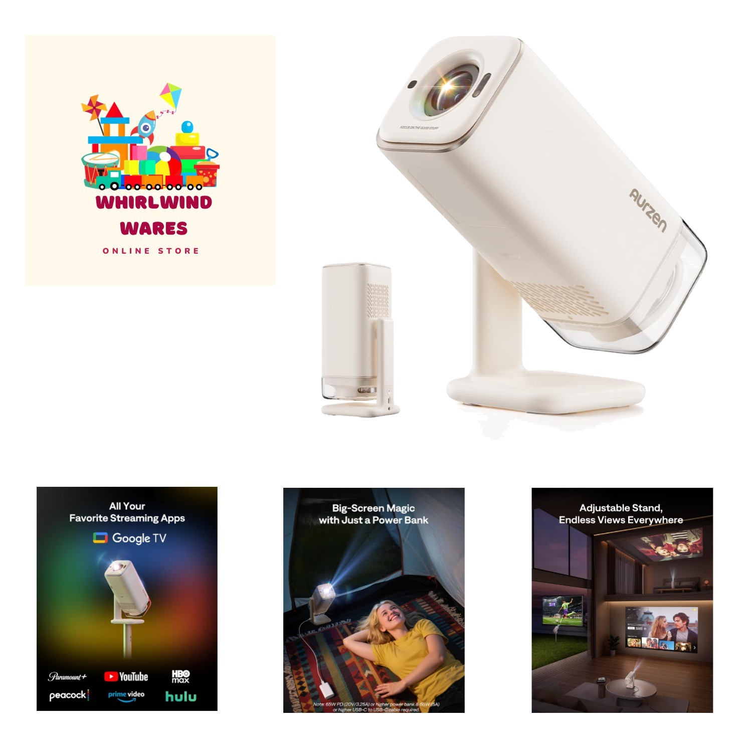 Compact 4K Supported Movies Anywhere Projector | BOOM Air with Dolby Audio