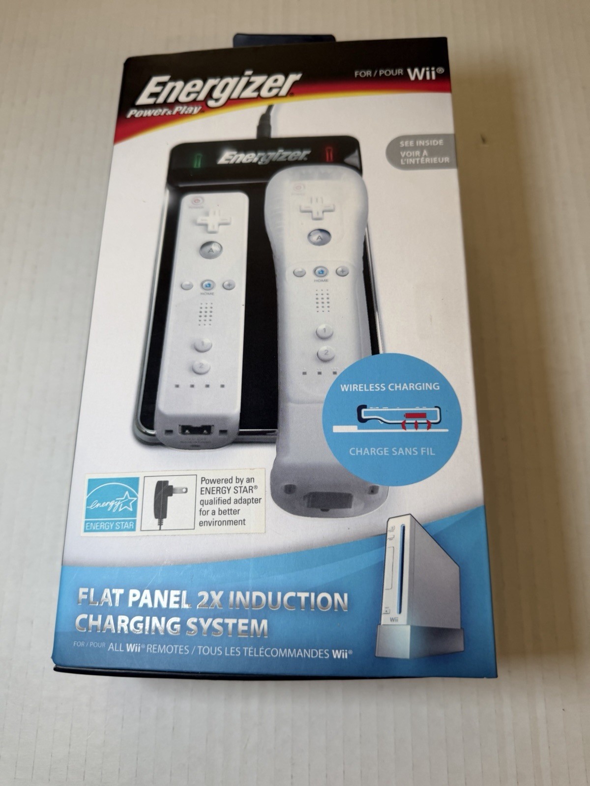 Energizer Flat Panel 2X Induction Charger Nintendo Wii Remotes NEW Open Box