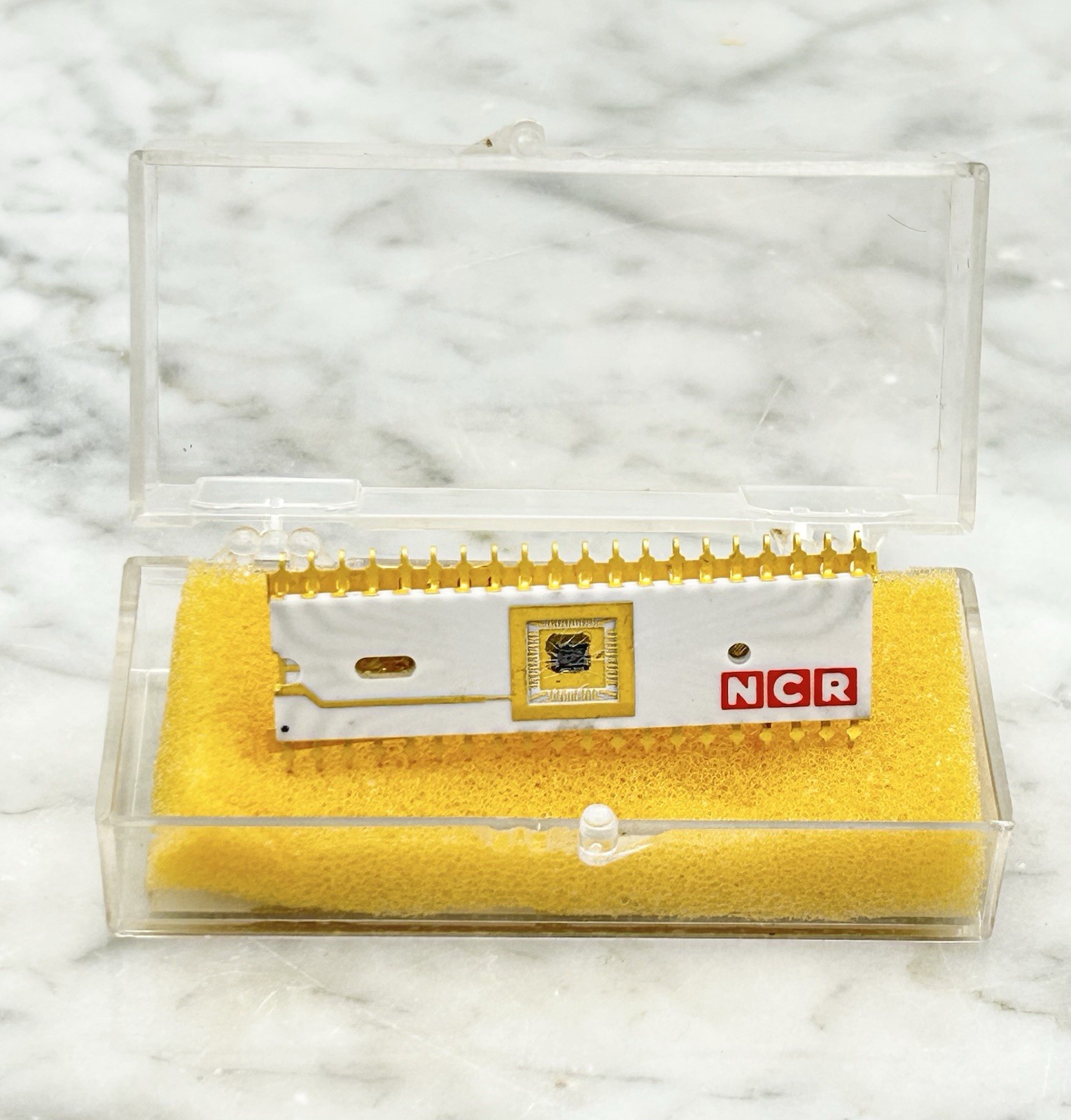Rare NCR National Cash Register Computer Chip Tie Clip Promotion Gold Plate 70’s
