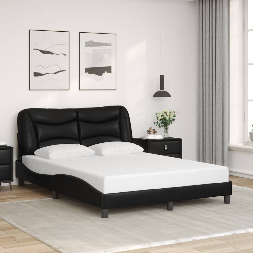 Bed Frame with Headboard Mattress Foundation Furniture Faux Leather vidaXL