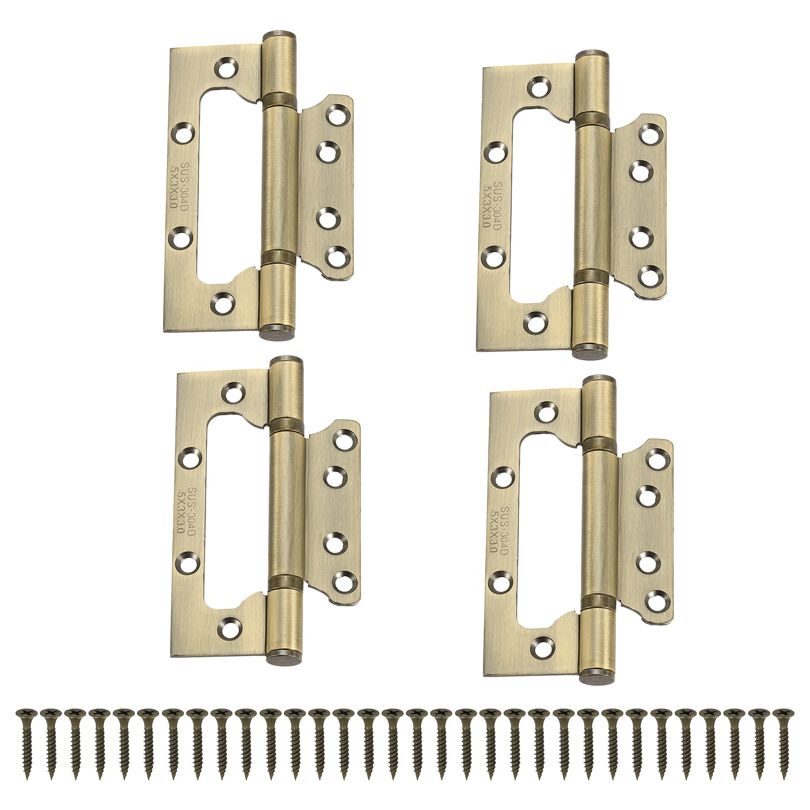 2 Pcs 5x3 Inch Non-Mortise Door Hinges with Screw, Bronze (Bearing 0.47")