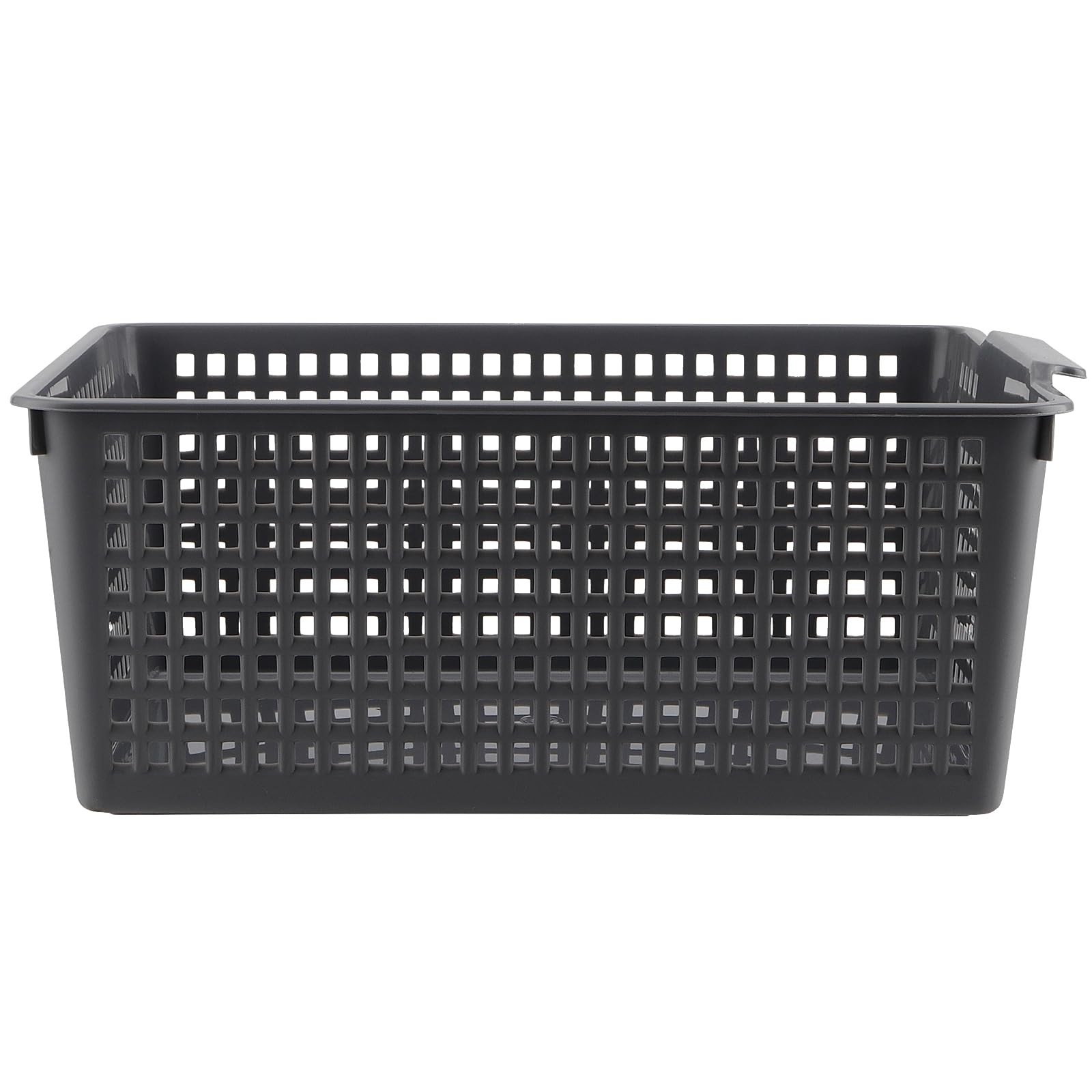 3 Pack Large Plastic Storage Baskets, 14.3 x 10.2 x 5.7 Inch Grey Storage Bin...