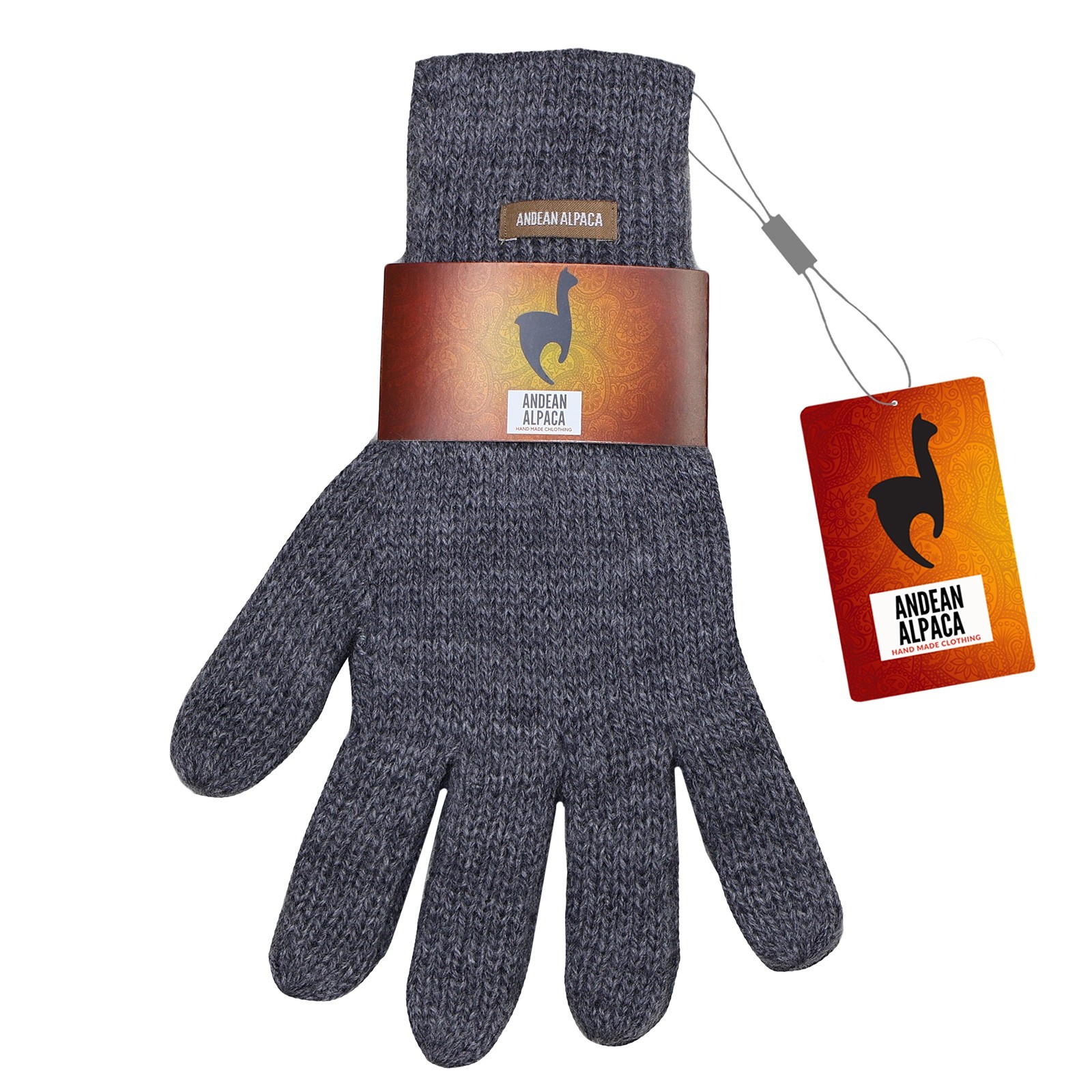 HANDMADE ANDEAN ALPACA MEN'S M GRAY GLOVES