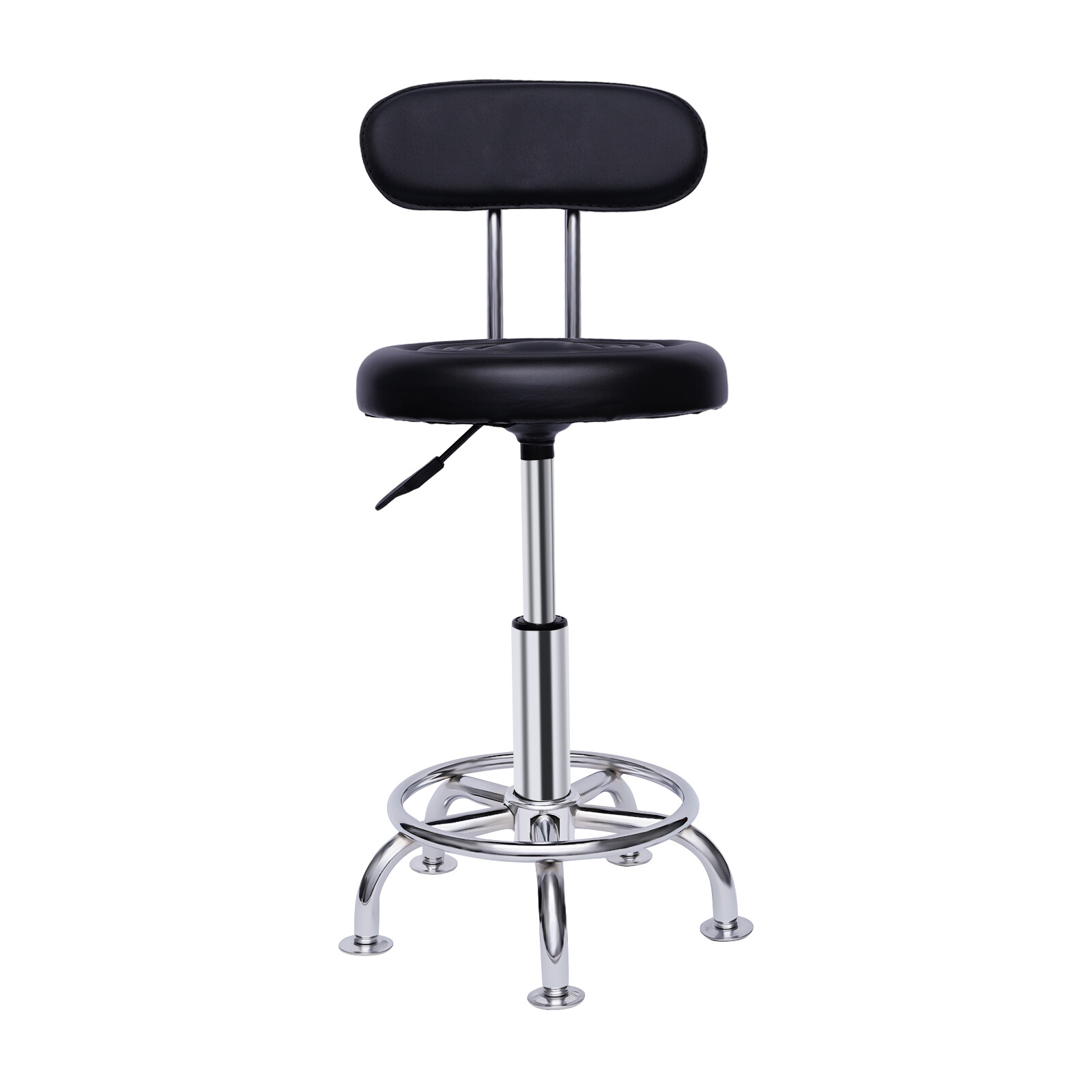 Leather Stool Work Shop Seat Chair Height Adjustable Garage Stool With Backrest