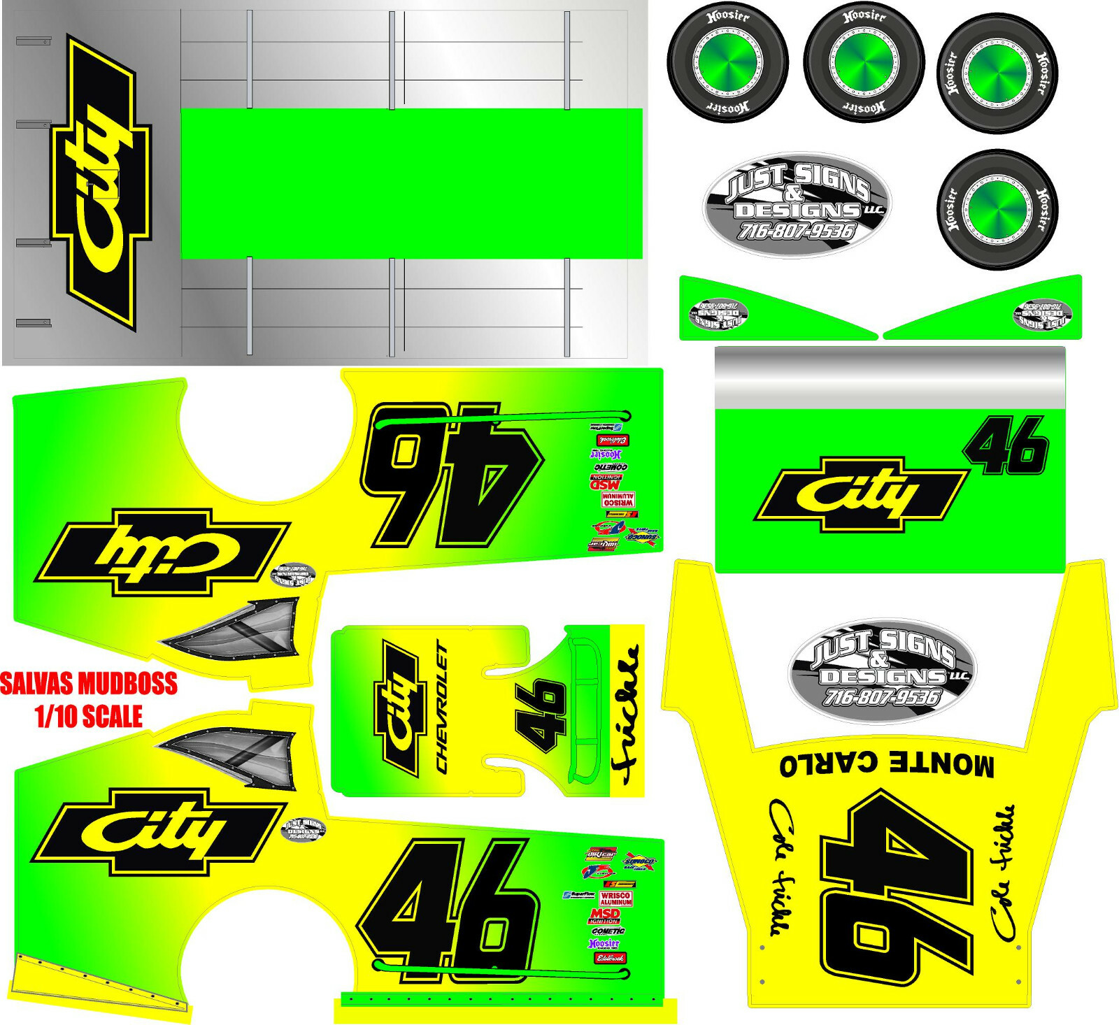 SALVAS MUDBOSS TRAXXAS SLASH COLE  TRICKLE  DAYS OF THUNDER THEME WRAP KIT