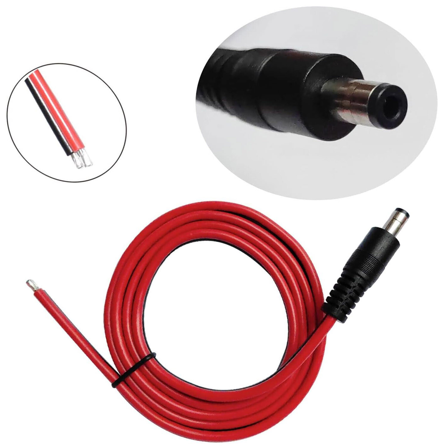 10x DC Supply 5.5mm x 2.1mm Male Power Pigtail 14AWG Bare Open End Repair Cable