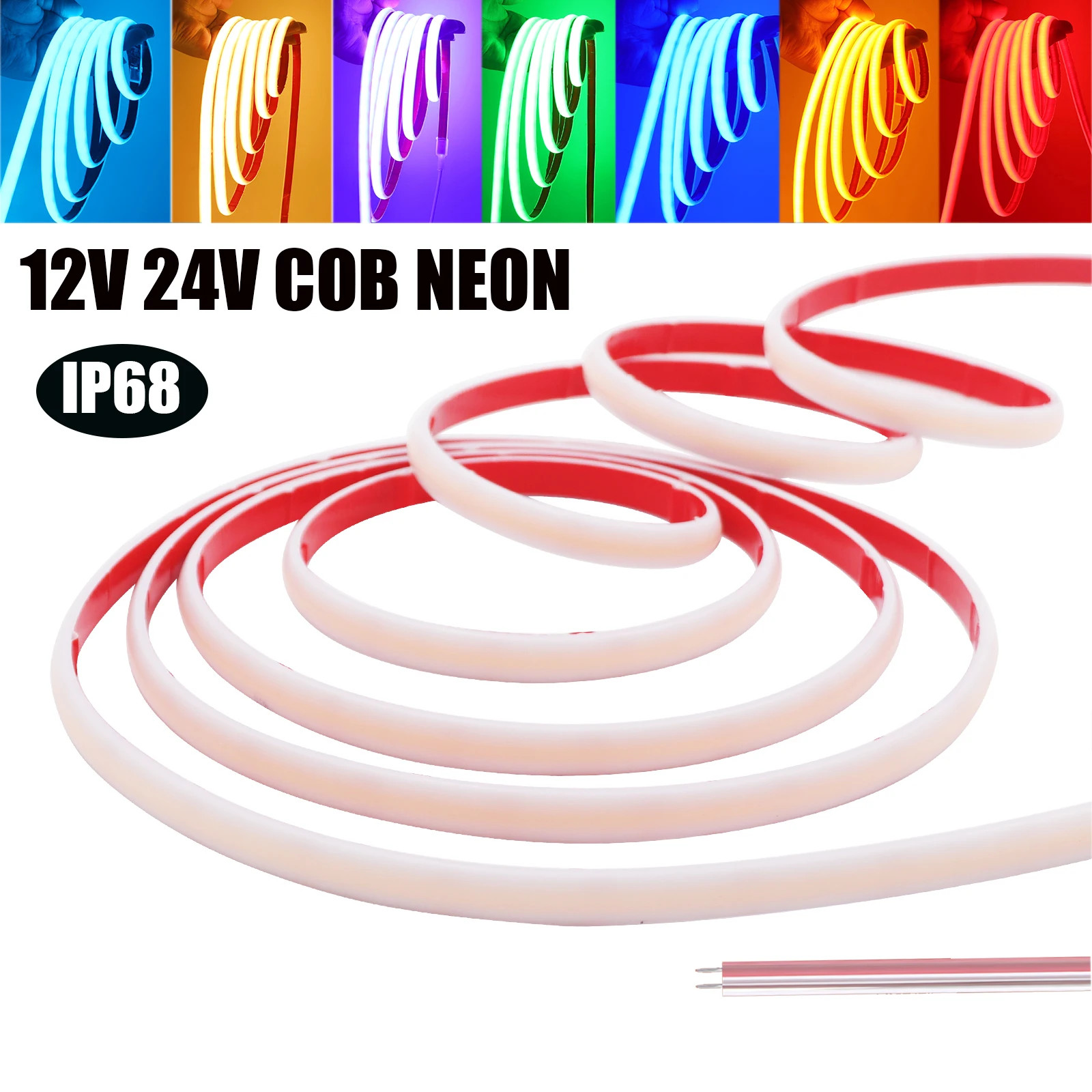 164FT IP68 Waterproof COB LED Strip 320LEDs/M Flexible Rope Lights Tape 12V 24V