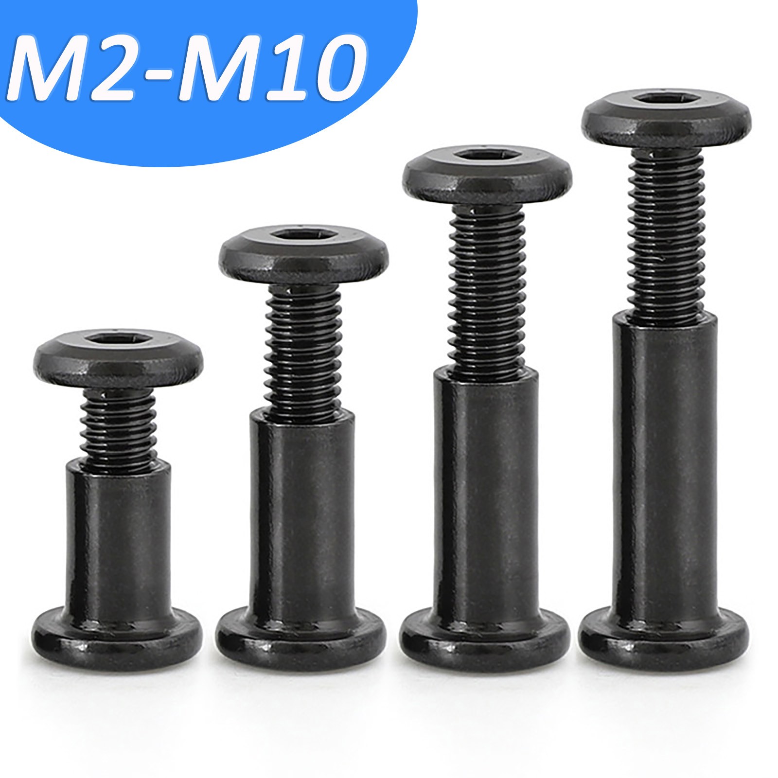 Black Stainless Steel Chicago Screws Sex Bolts Hex Socket Barrel Nut Posts M2-10