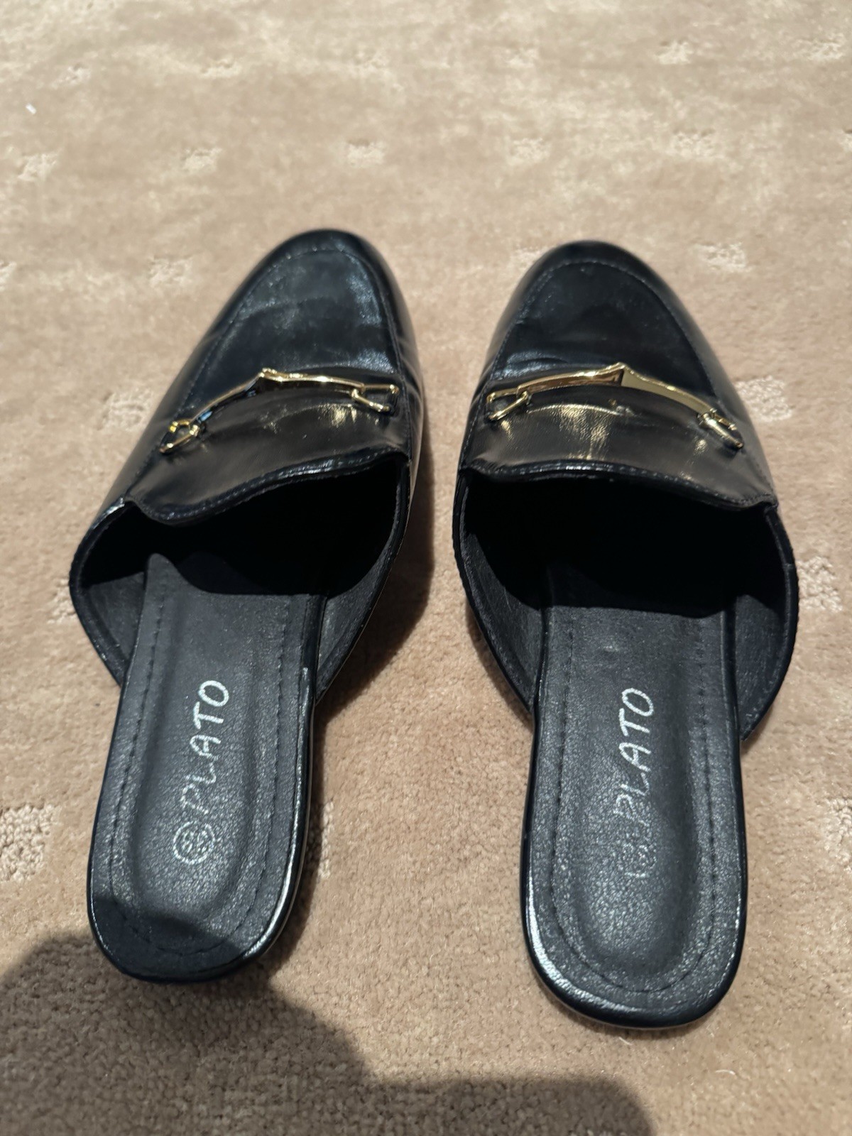 LADIES BLACK SLIDES SIZE 38 GOOD CONDITION
