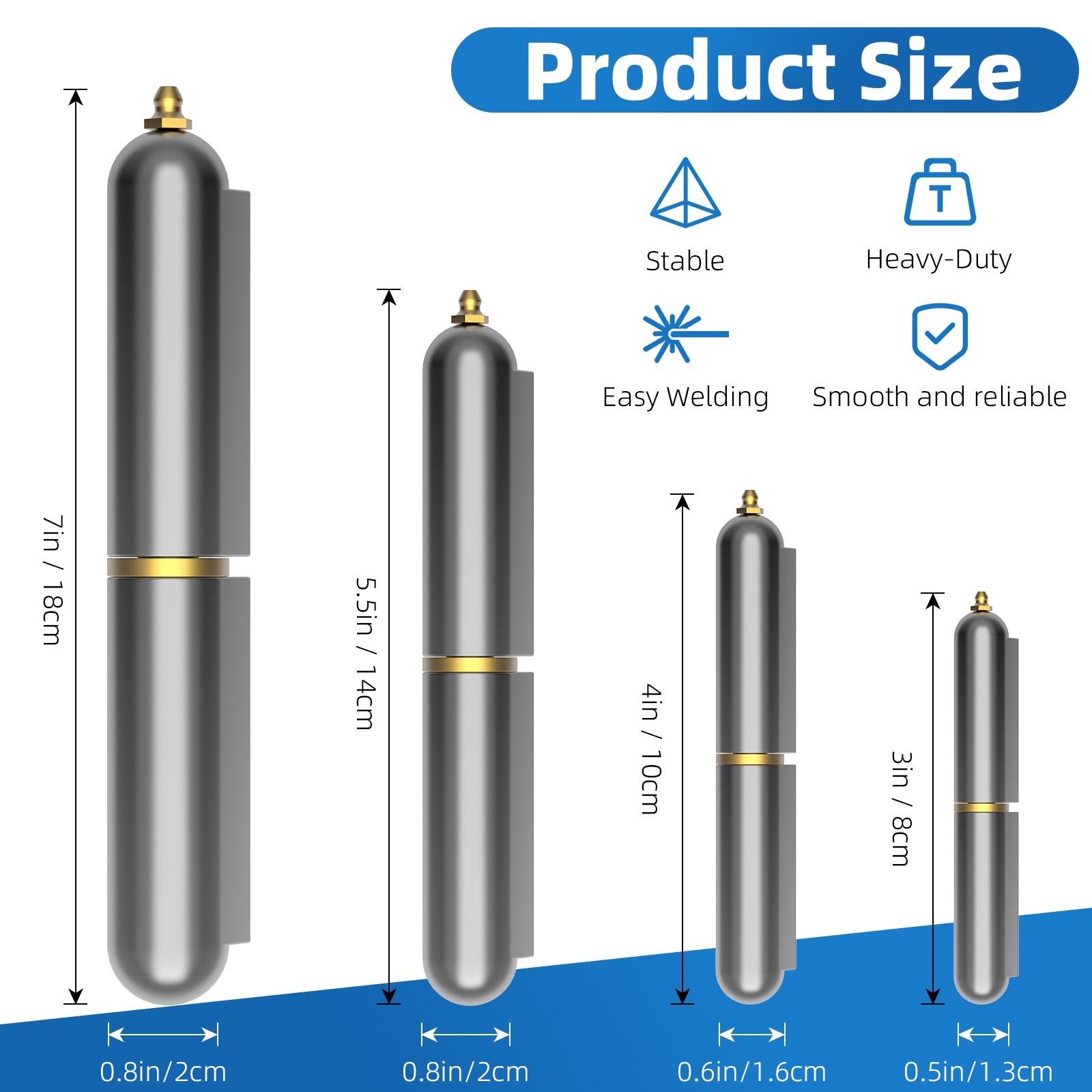 4 Pack Weld On Hinges, Heavy Duty Gate Barrel Hinges with Grease Fitting