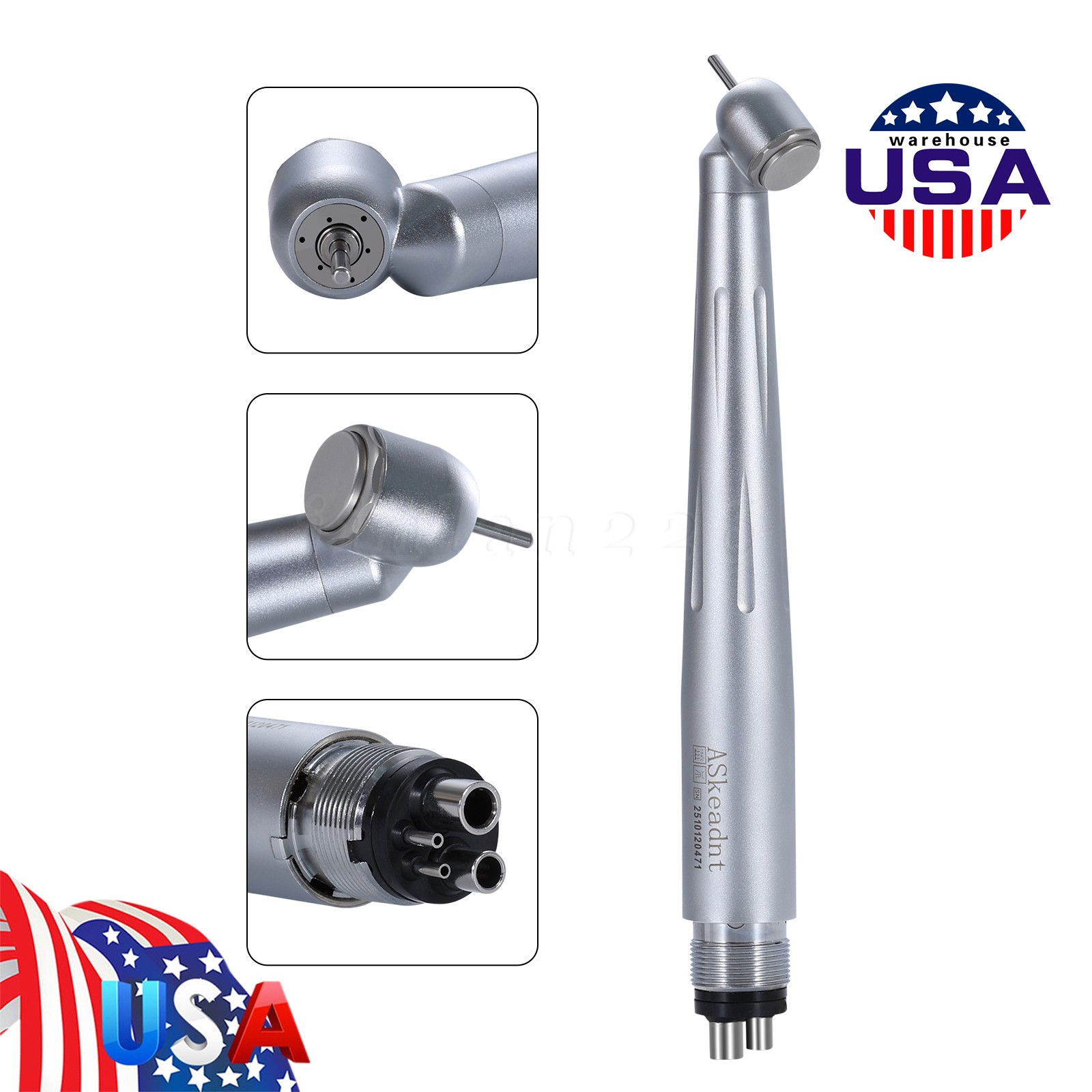 Dental Handpiece High Speed Push Button STANDARD 45° HEAD 4-Hole