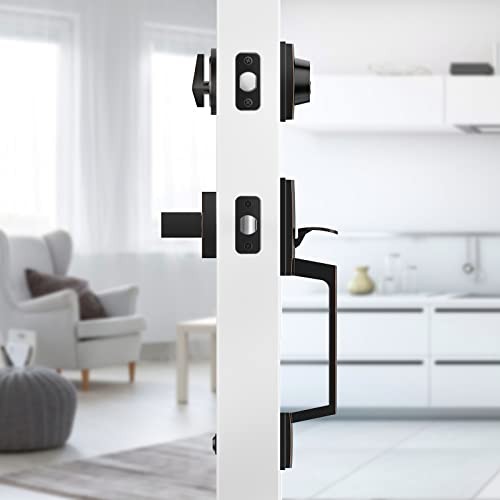 Handleset Front Door Handle, Door Entry Handle Set with Lever Door Oil Rubbed