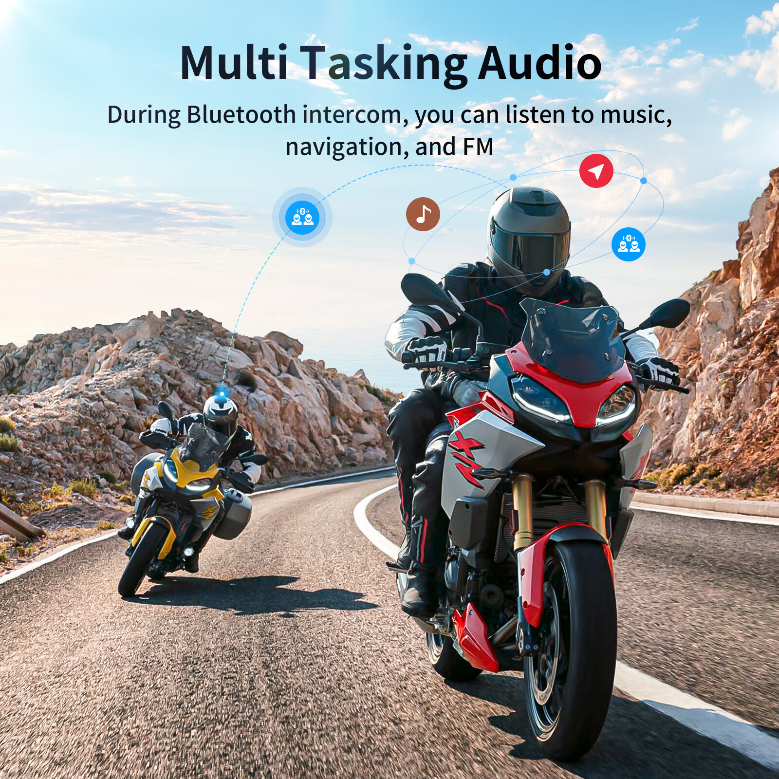 FOD FX7 Intercom Motorcycle Headset Bluetooth Intercoms MESH 10 Riders