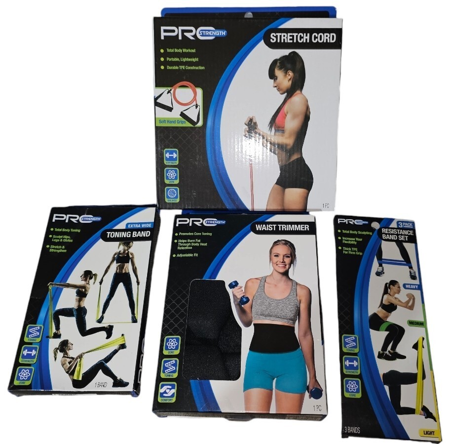 Pro Strength Stretch Cord, Toning Band, 3 pk Resistance Band, Waist Trimmer New
